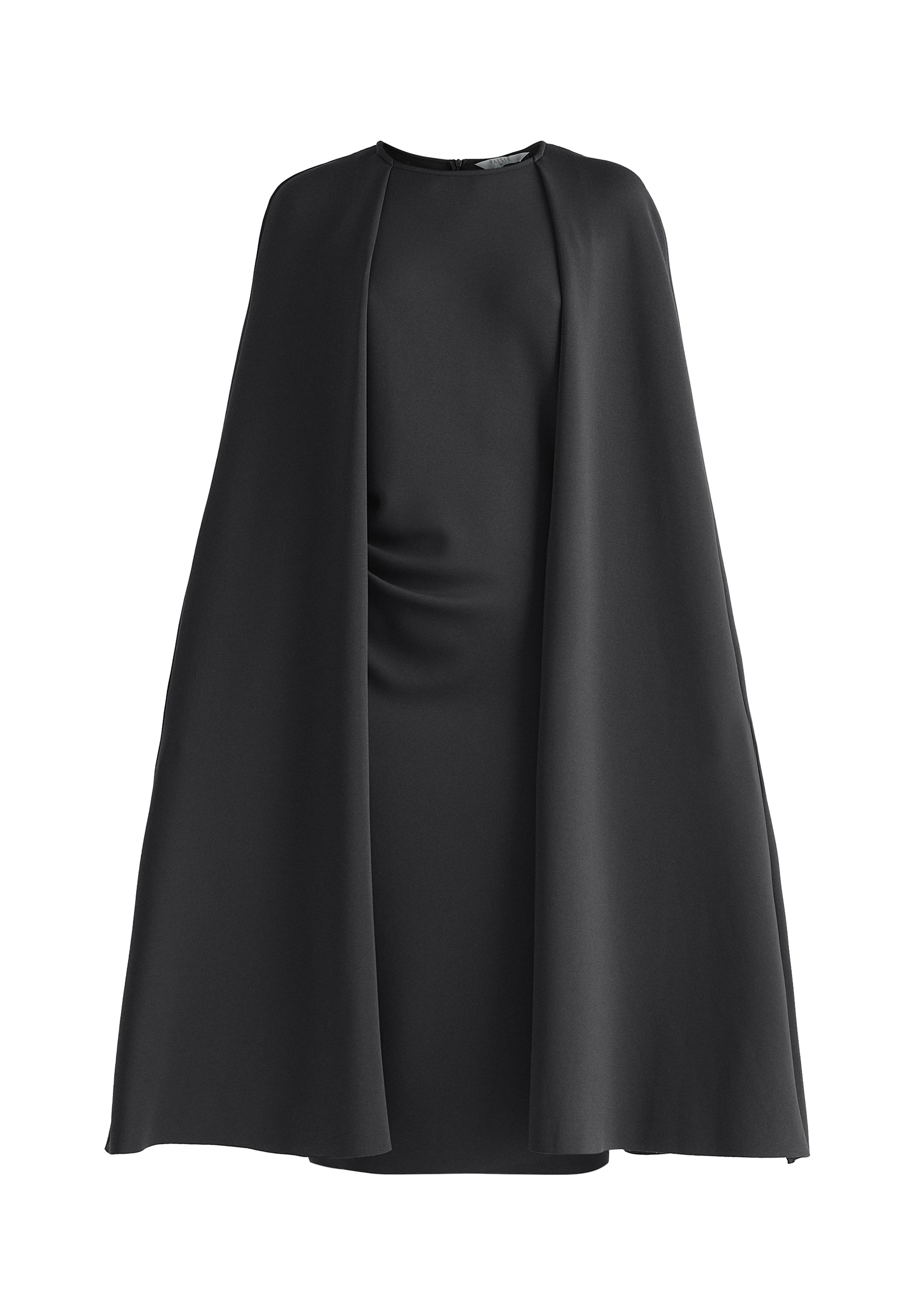 Cape Sleeves Dress with Waist Details in Black Cut Out