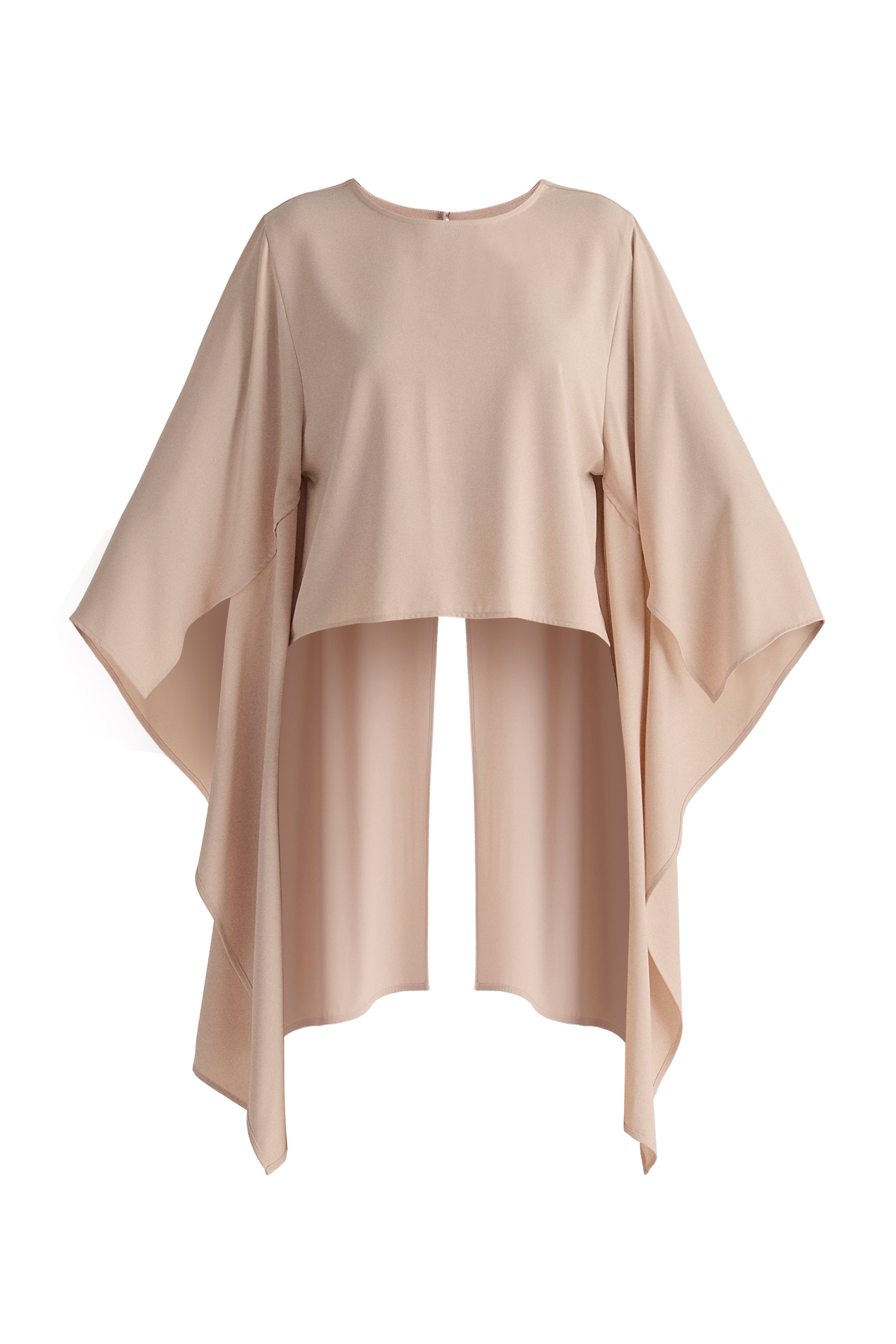 Round Neck Cape Top in Cream Cut Out