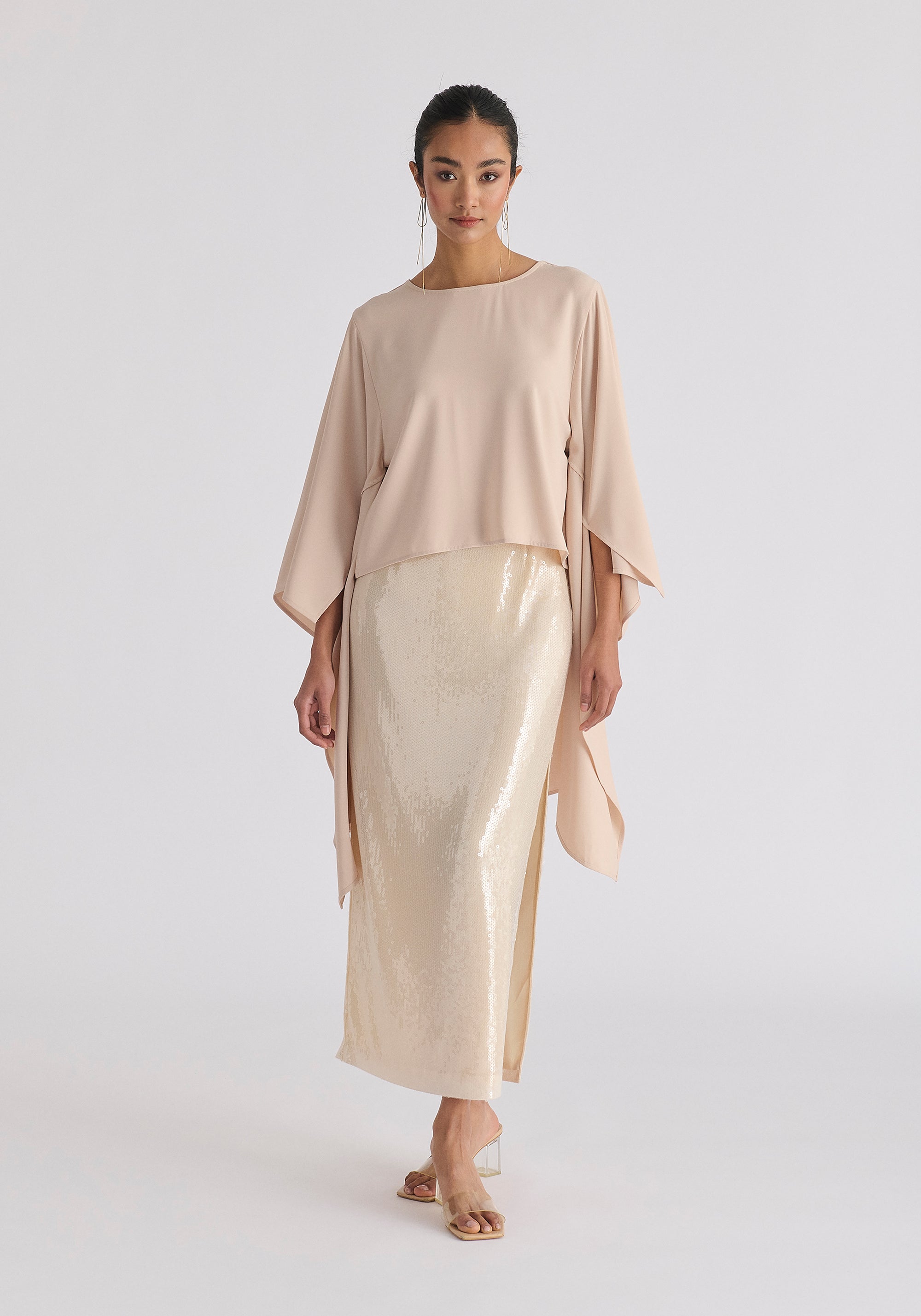 Round Neck Cape Top in Cream