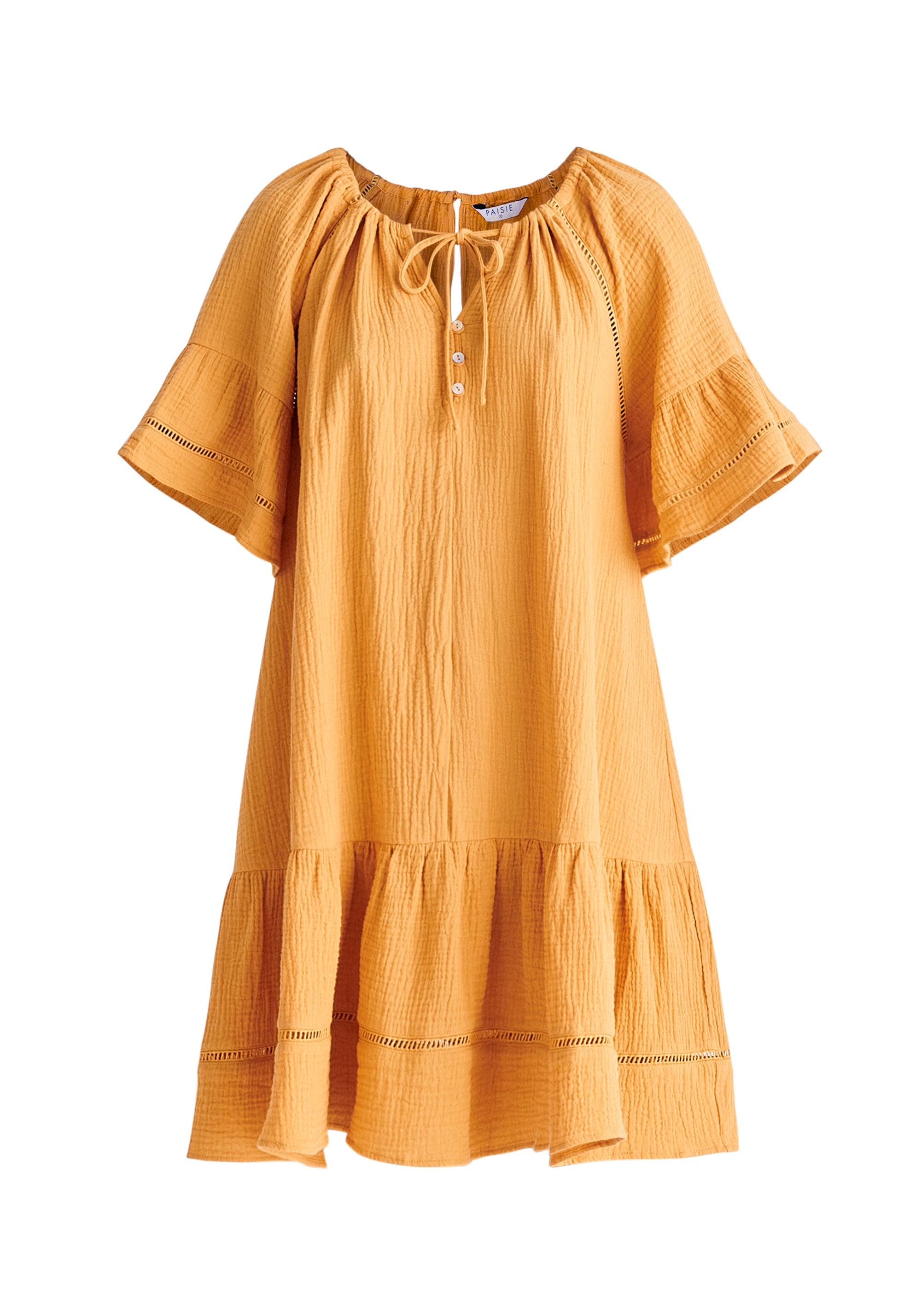 Cheesecloth Swing Dress in Marigold Cut Out