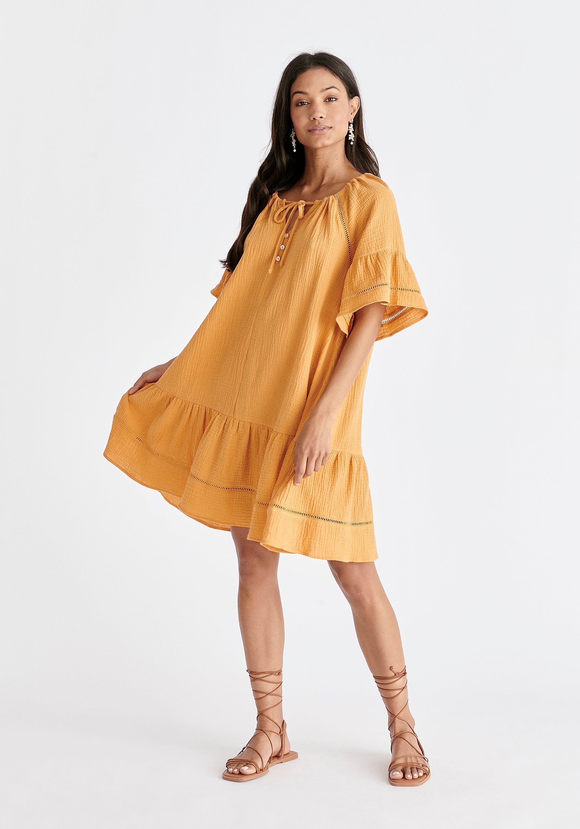 Cheesecloth Swing Dress in Marigold