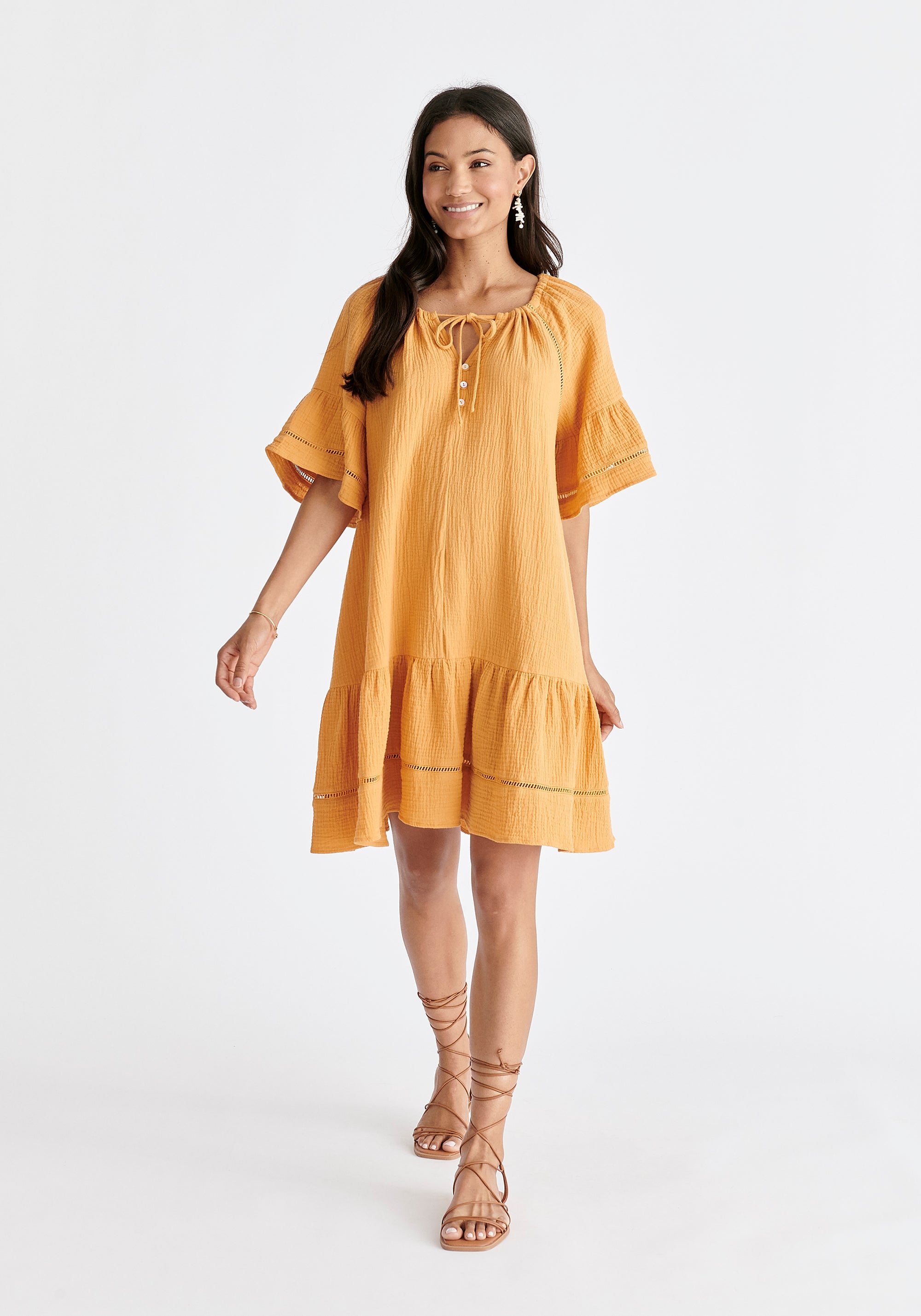 Cheesecloth Swing Dress in Marigold