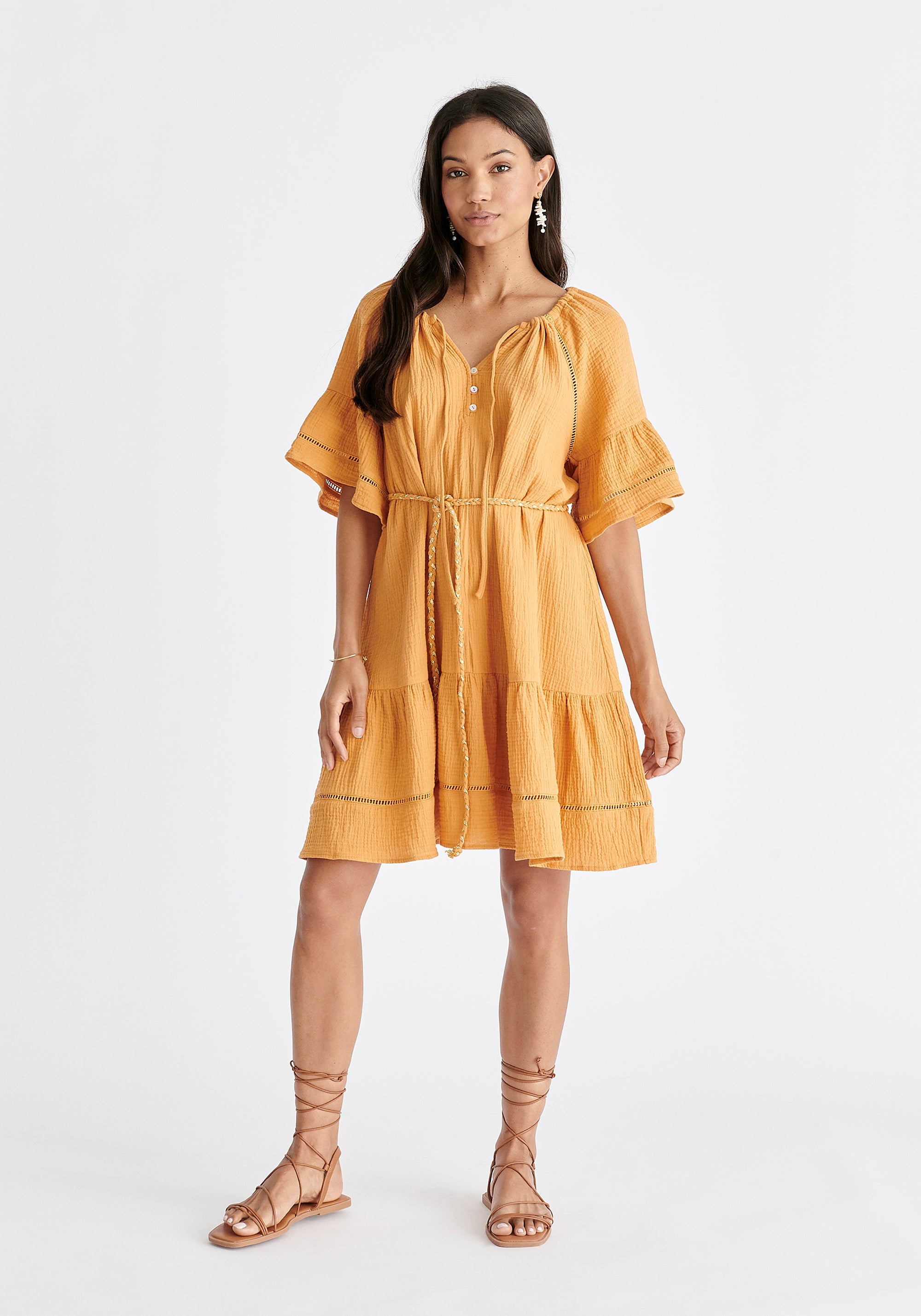 Cheesecloth Swing Dress in Marigold