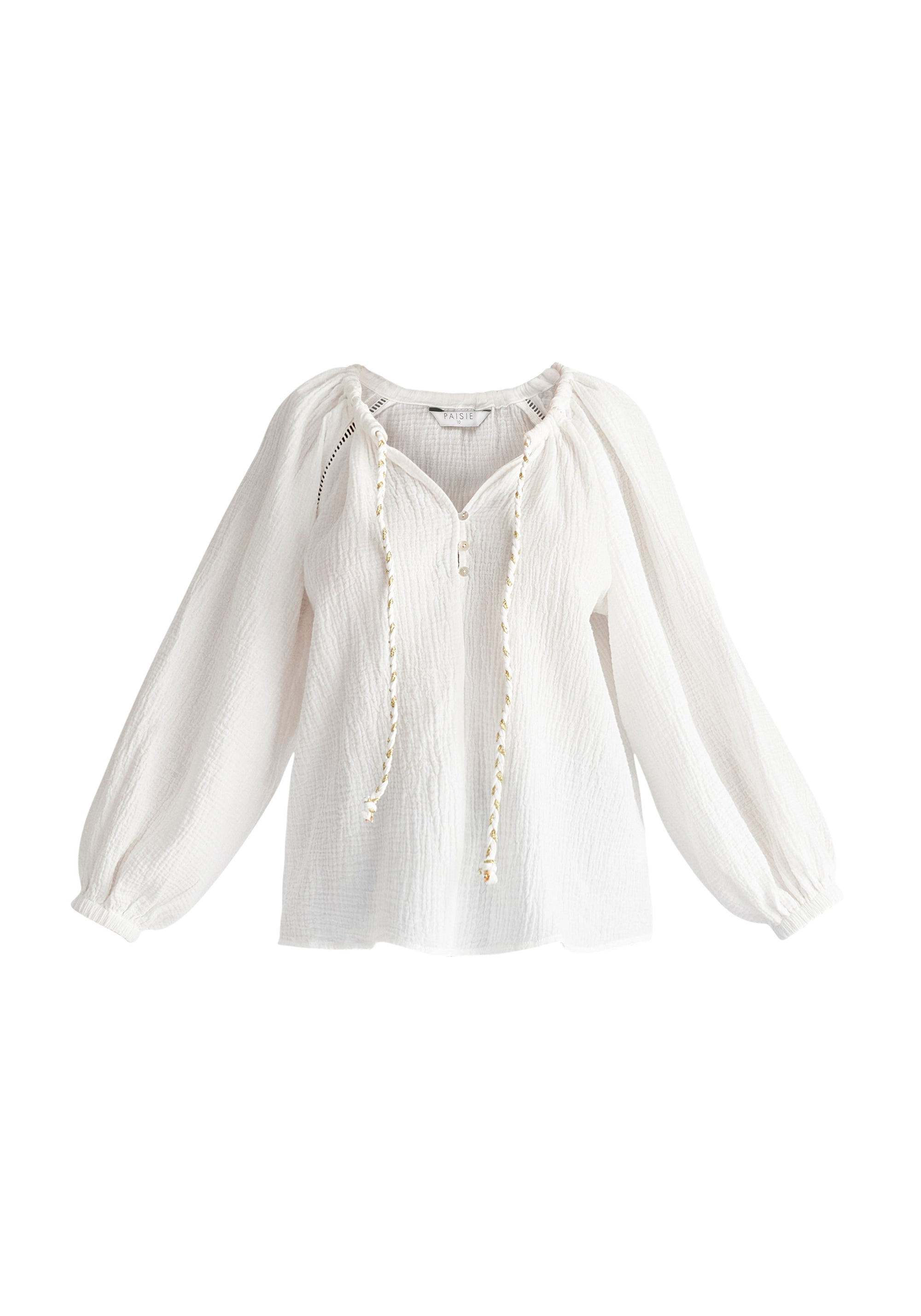 Cheesecloth Peasant Blouse in White Cut Out