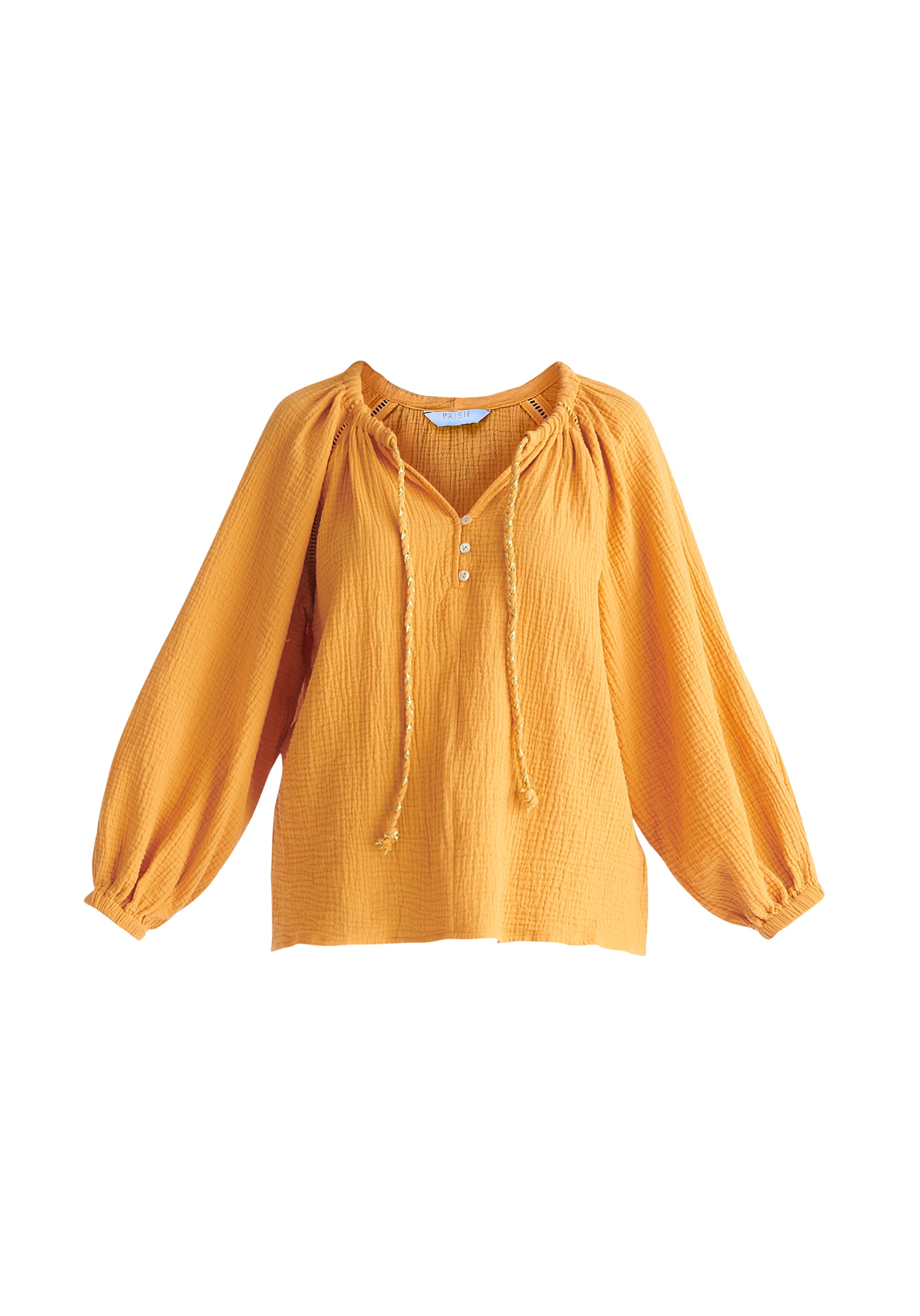 Cheesecloth Peasant Blouse in Marigold Cut Out