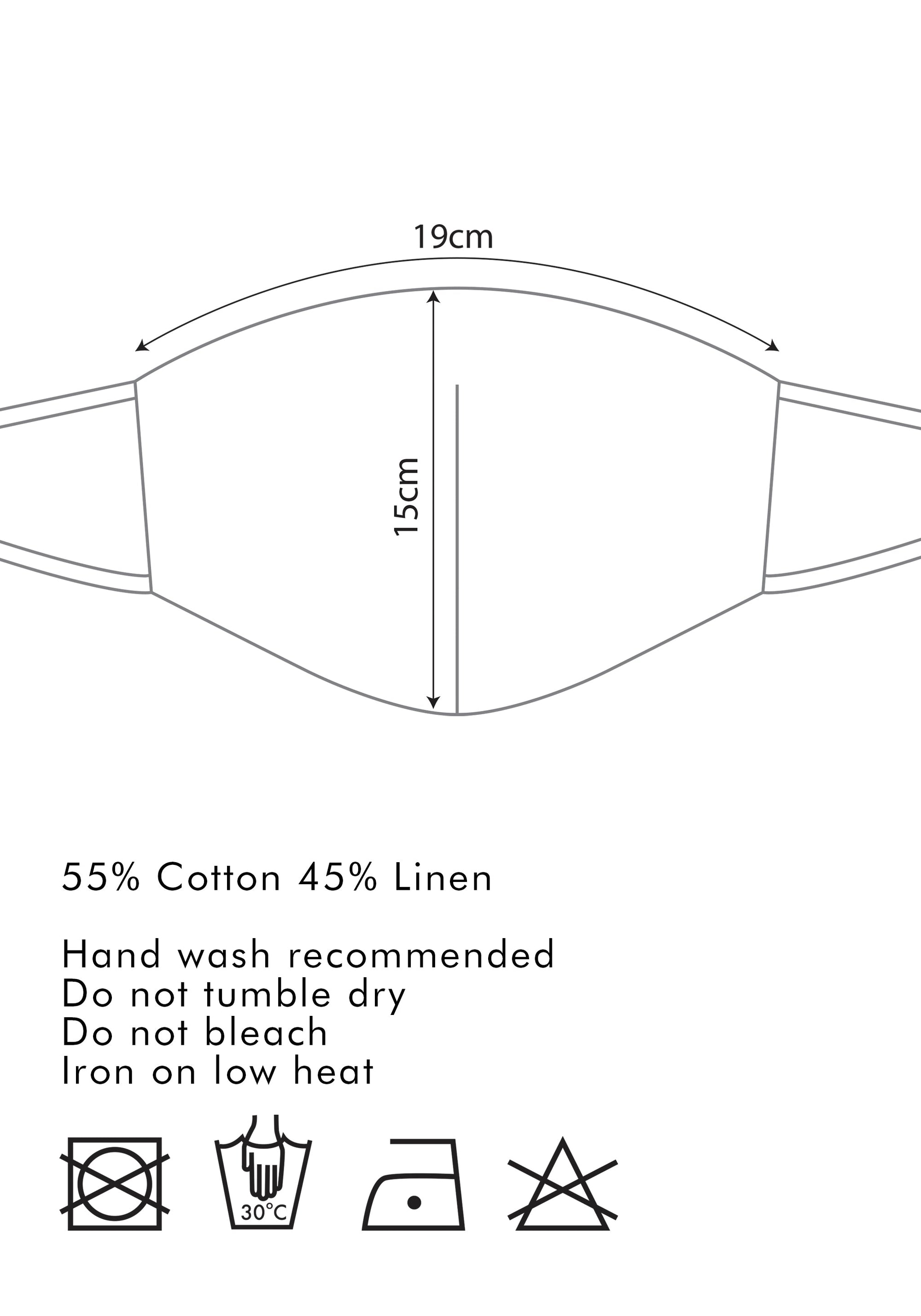 Striped Paisie Adjustable Face Mask in Black and White measurements