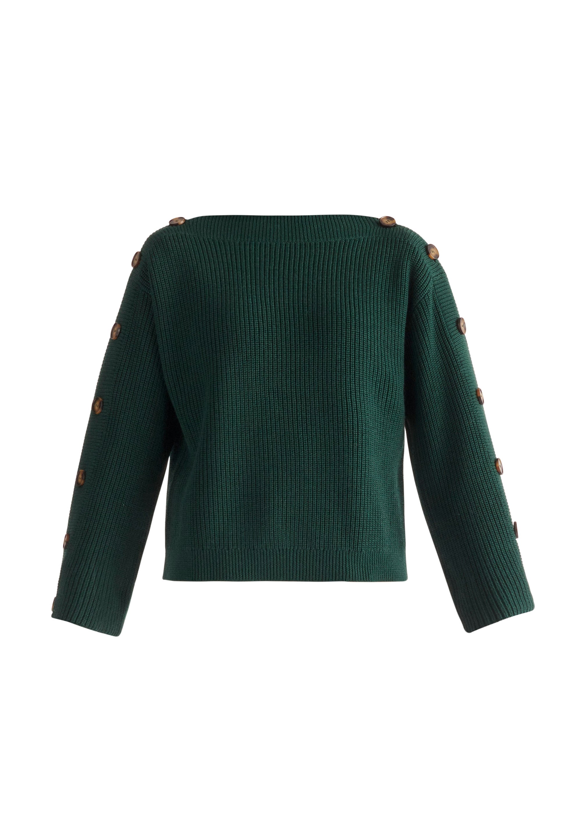 Paisie Button Sleeve Jumper in Dark Green Cut Out