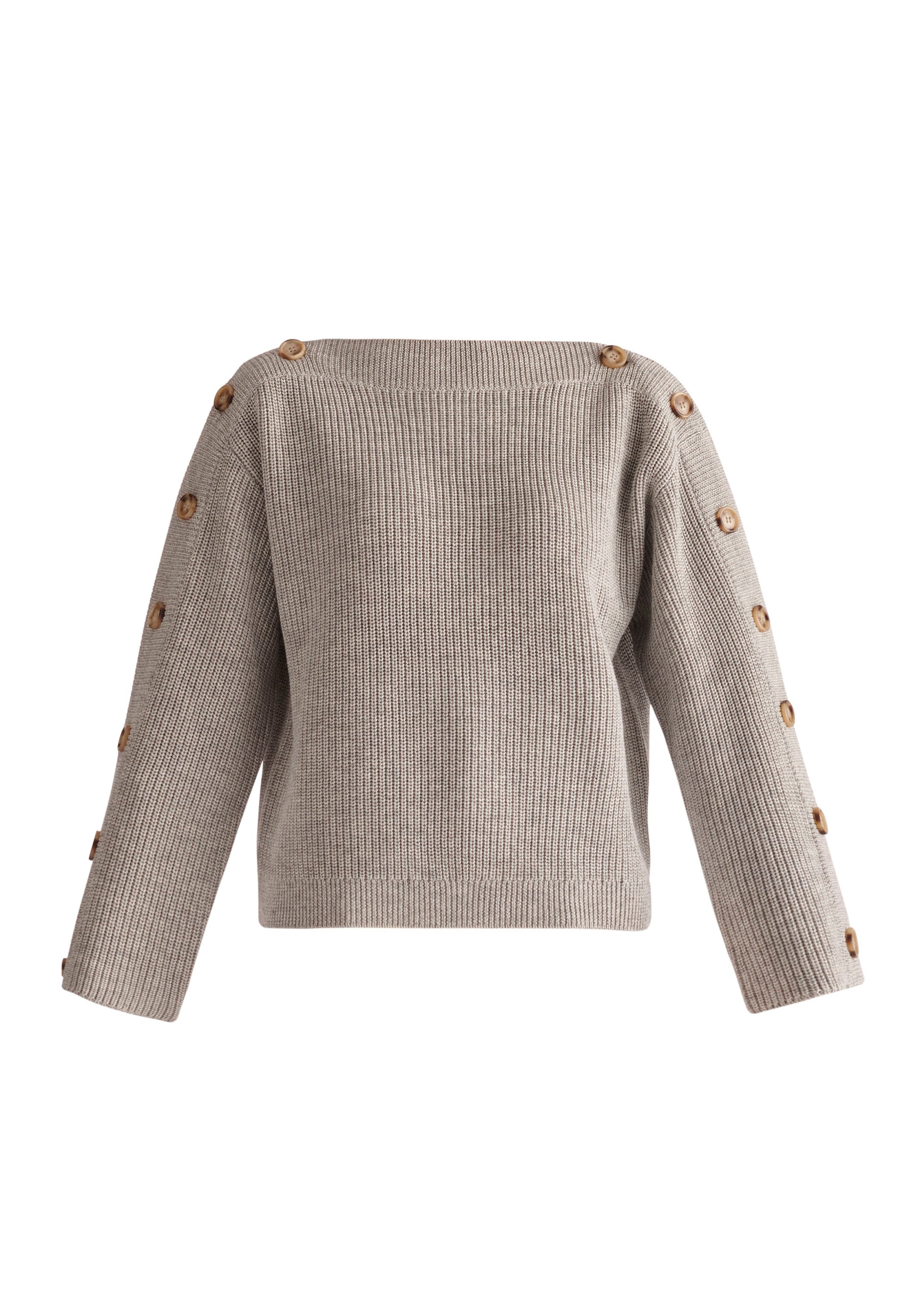 Paisie Button Sleeve Jumper in Light Grey Cut Out