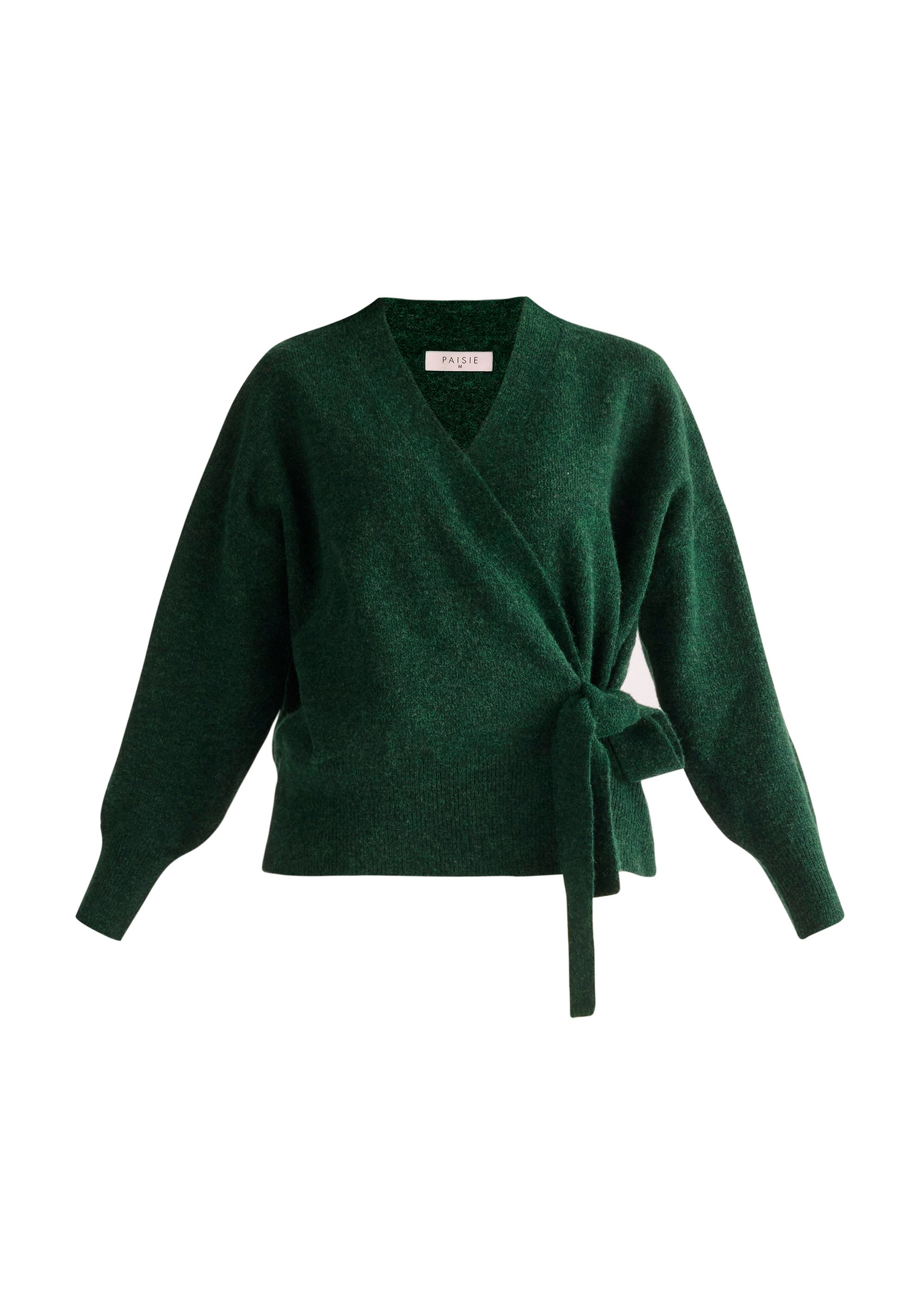 Paisie Ballerina Wrap Cardigan in Dark Green Cut Out