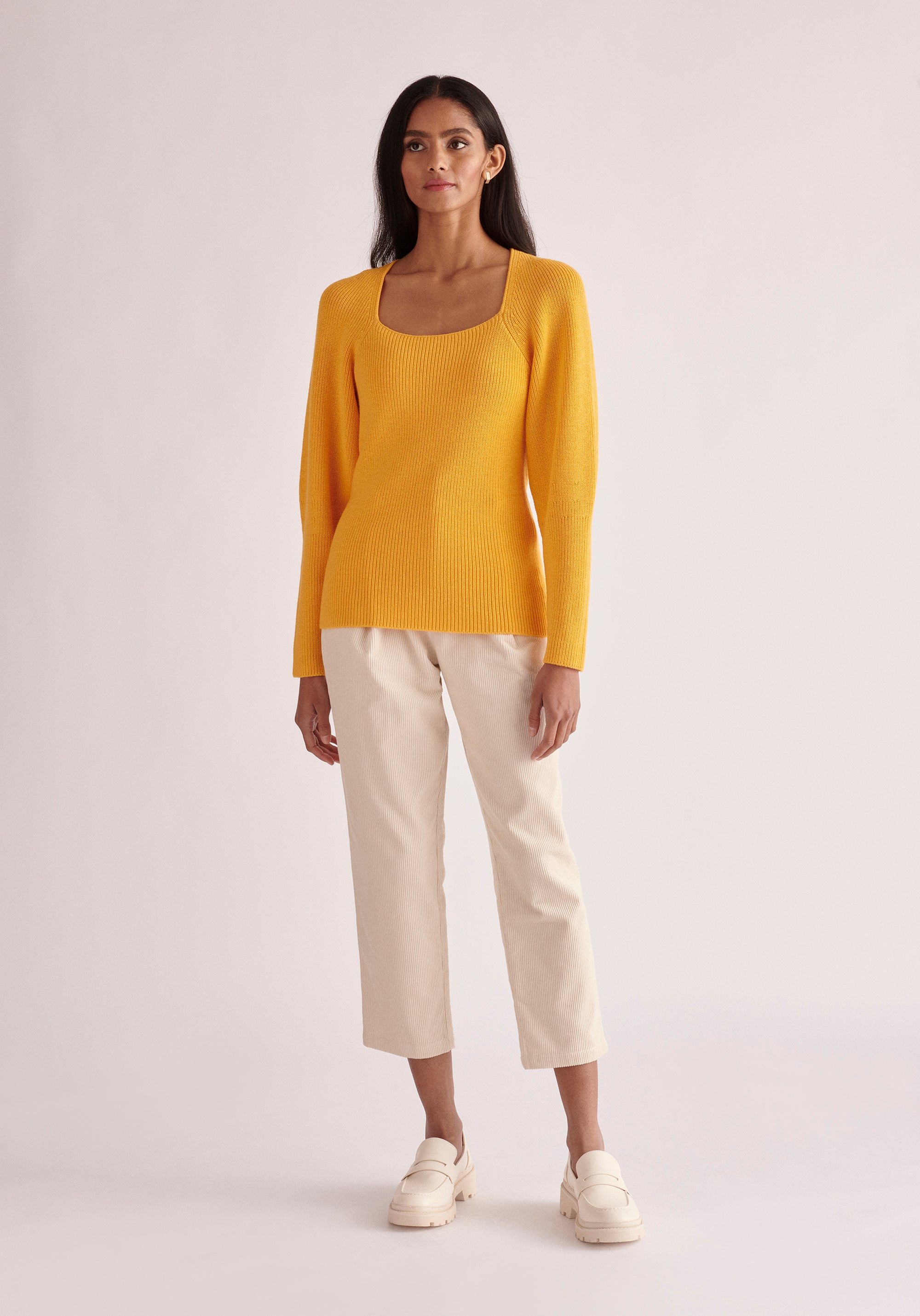 Paisie Square Neck Jumper in Yellow