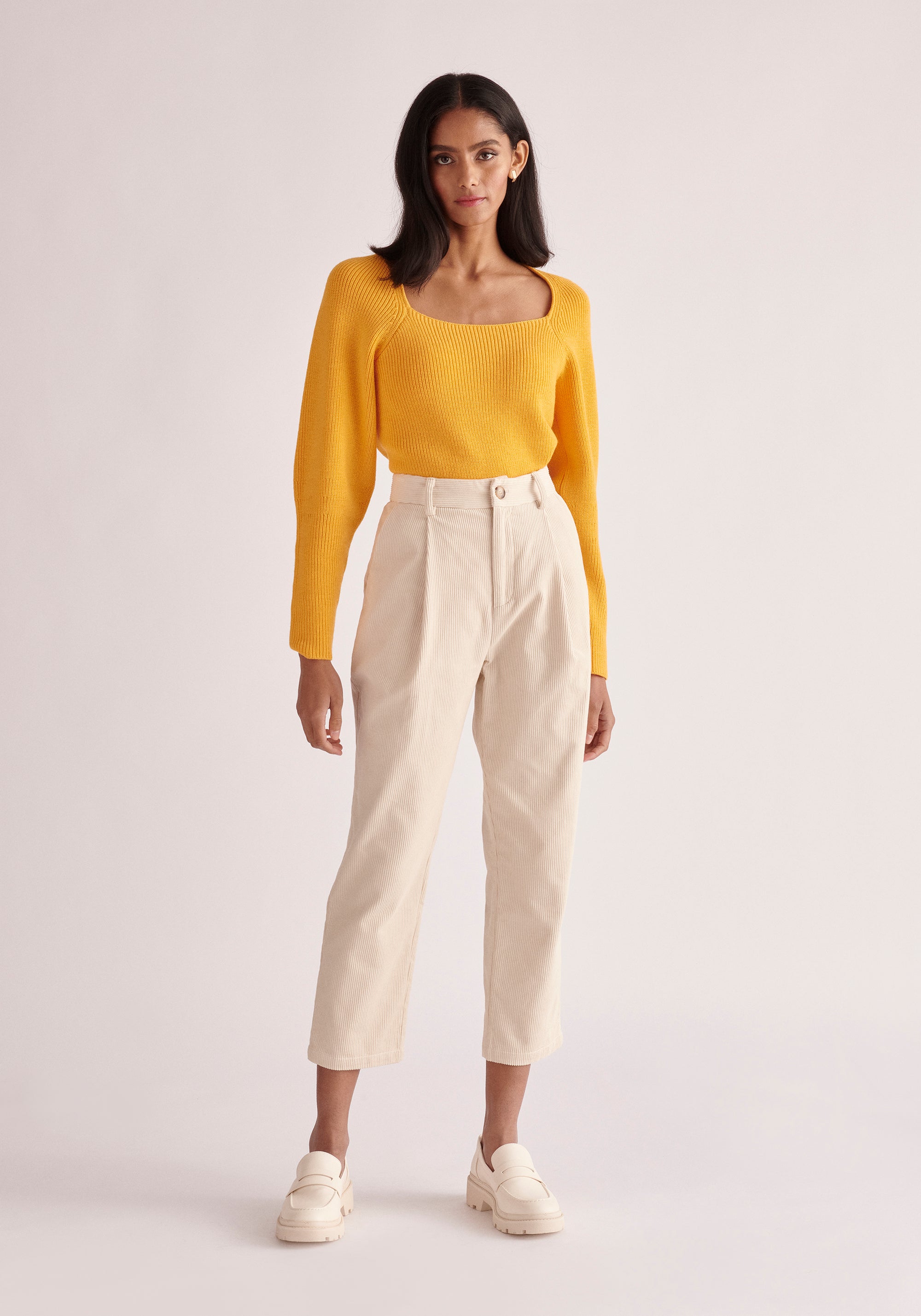 Paisie Square Neck Jumper in Yellow