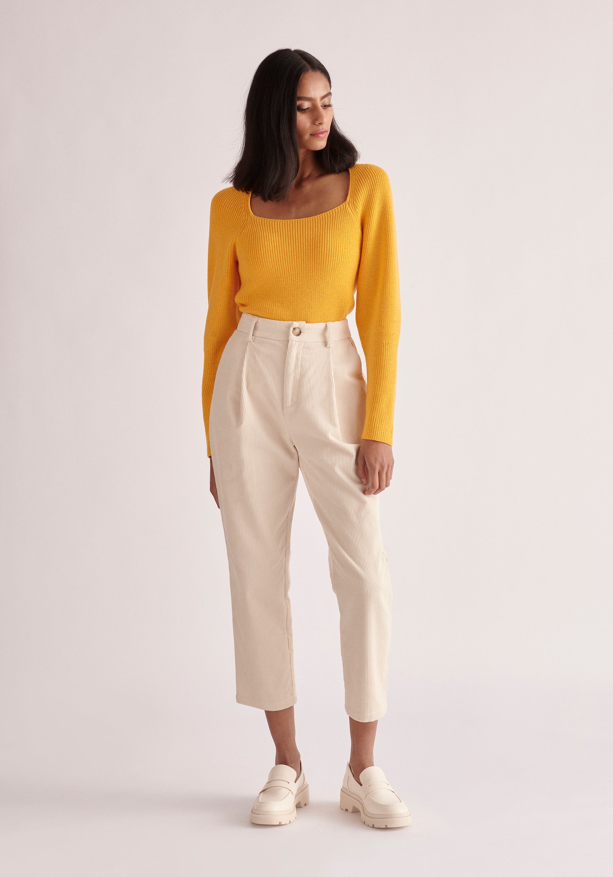 Paisie Square Neck Jumper in Yellow