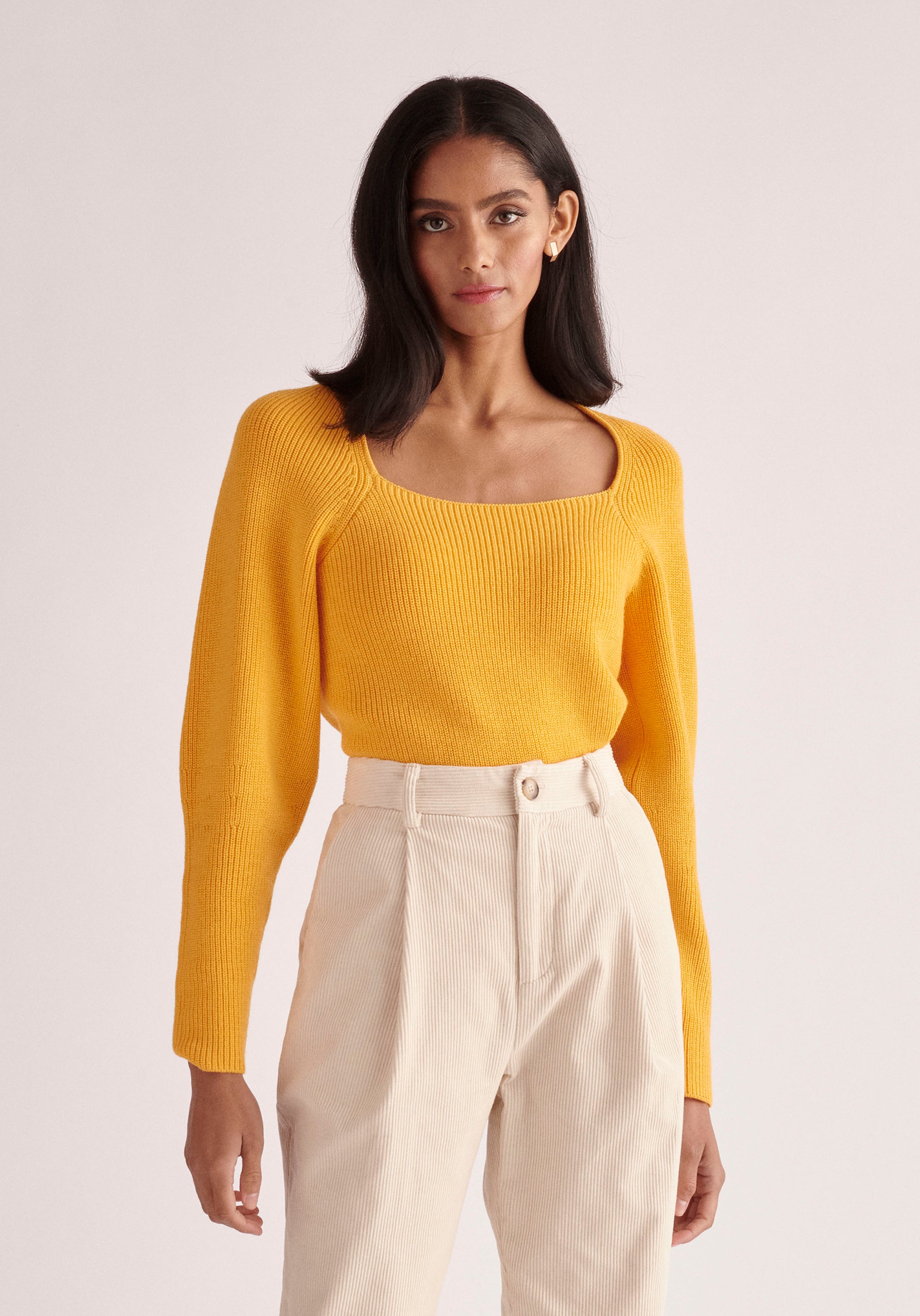 Paisie Square Neck Jumper in Yellow