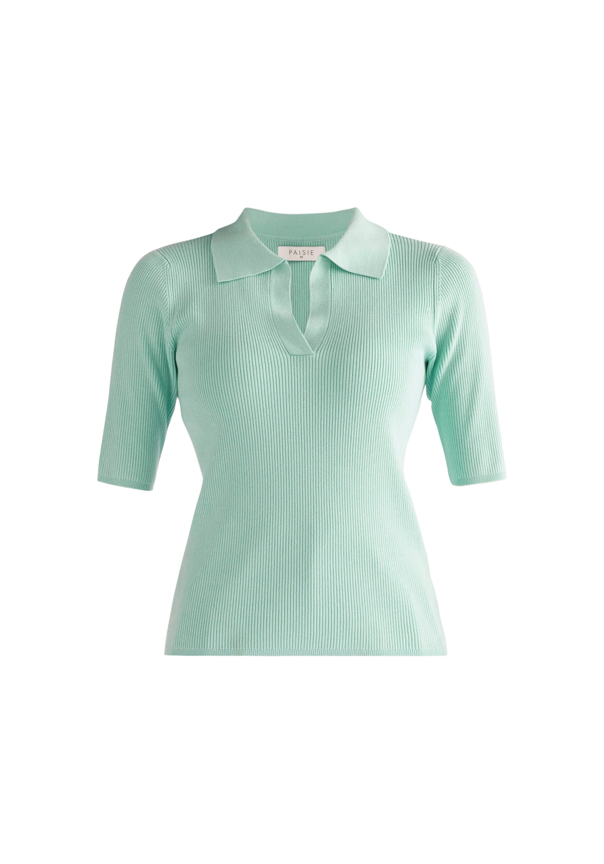 Paisie Short Sleeve Polo Top in Mint Green Cut Out