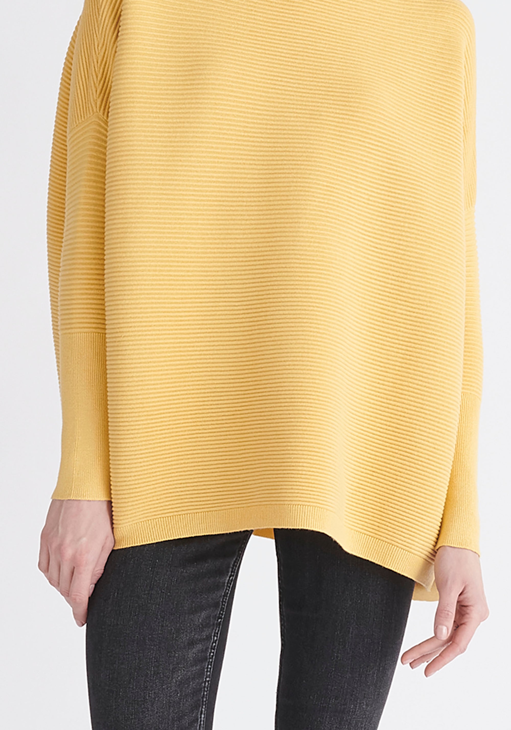 Paisie Ribbed Oversized Knit Jumper in Yellow Close Up