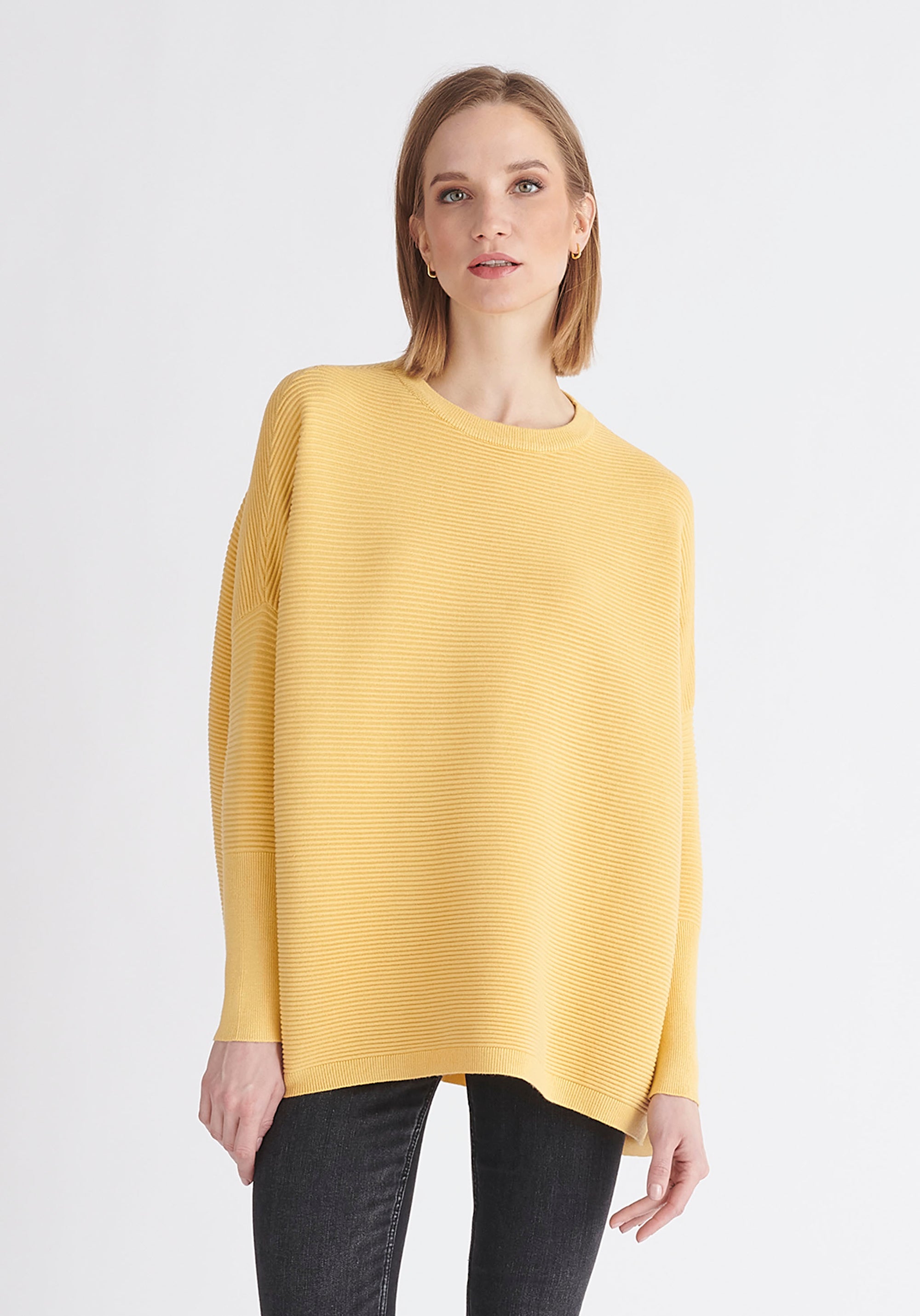 Paisie Ribbed Oversized Knit Jumper in Yellow