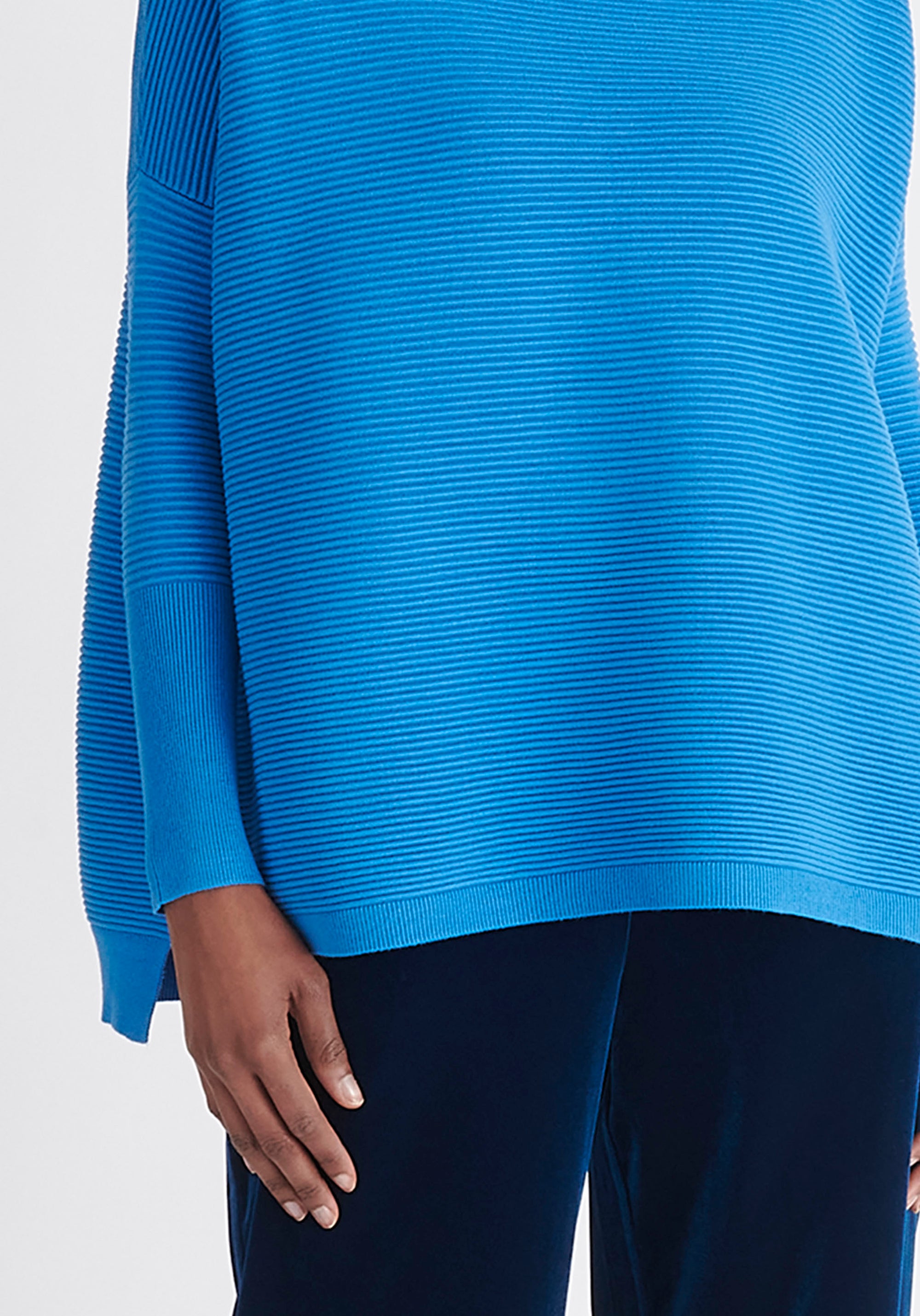 Paisie Ribbed Oversized Knit Jumper in Royal Blue Close Up