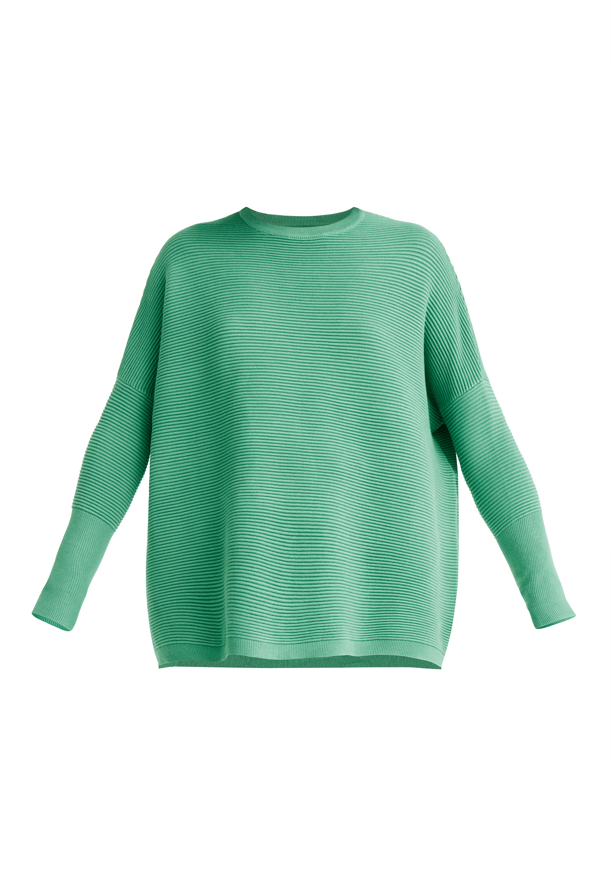 Paisie Ribbed Oversized Knit Jumper in Green Cut Out