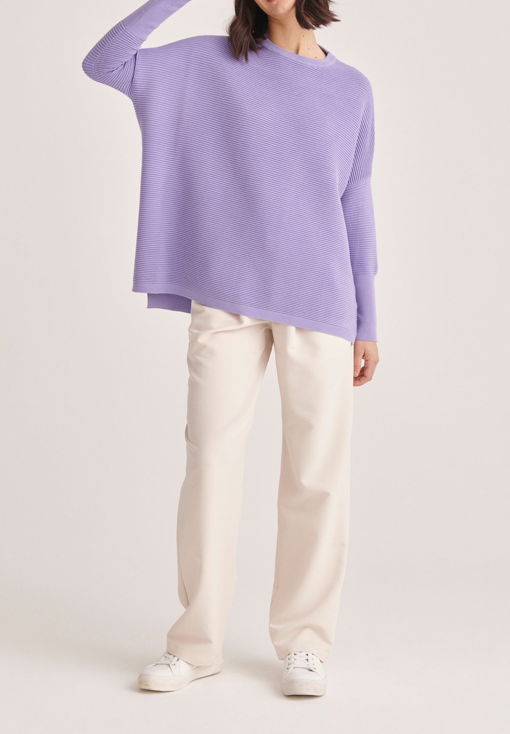 Paisie Oversized Ribbed Knit Jumper in Lilac