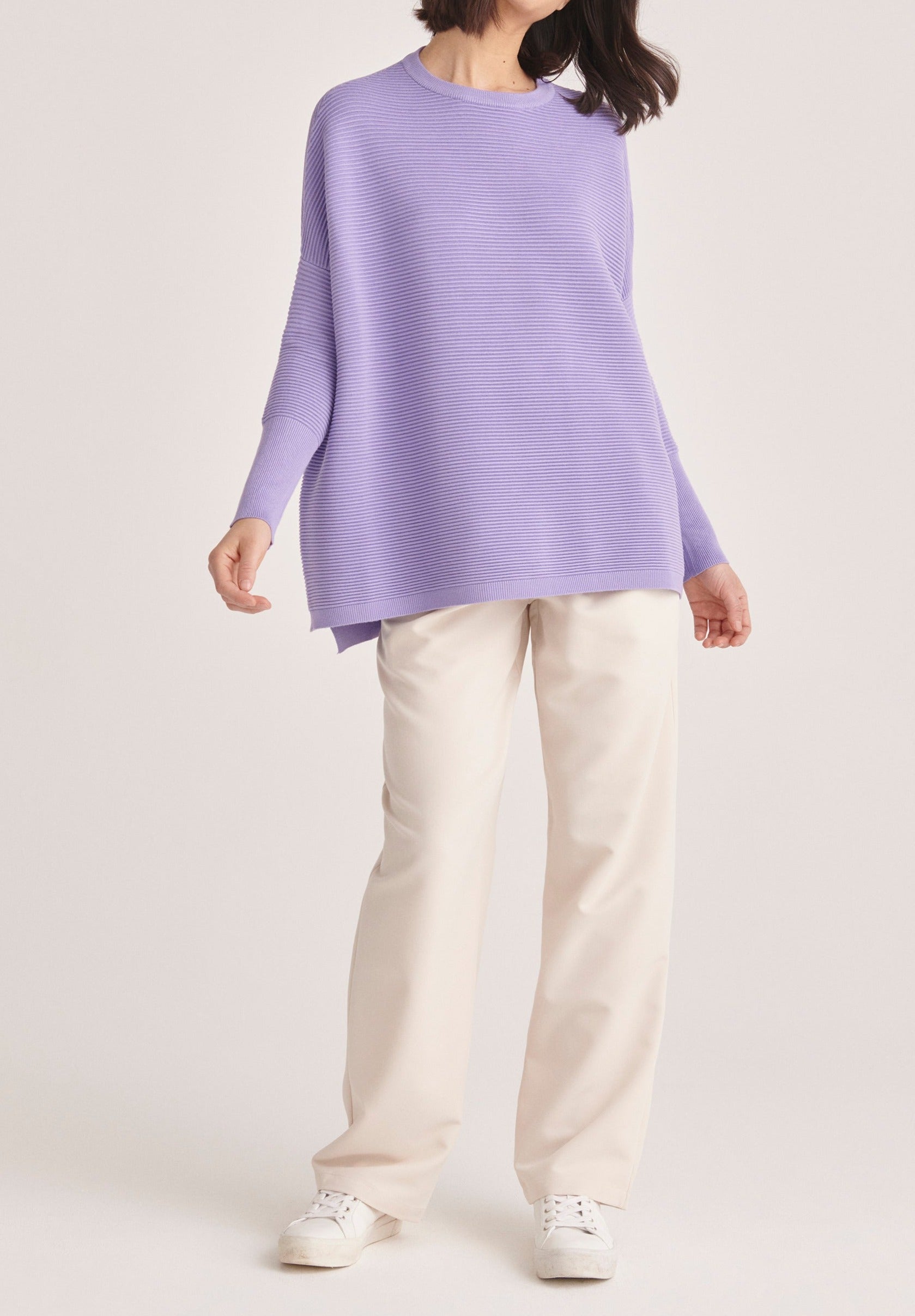 Paisie Oversized Ribbed Knit Jumper in Lilac