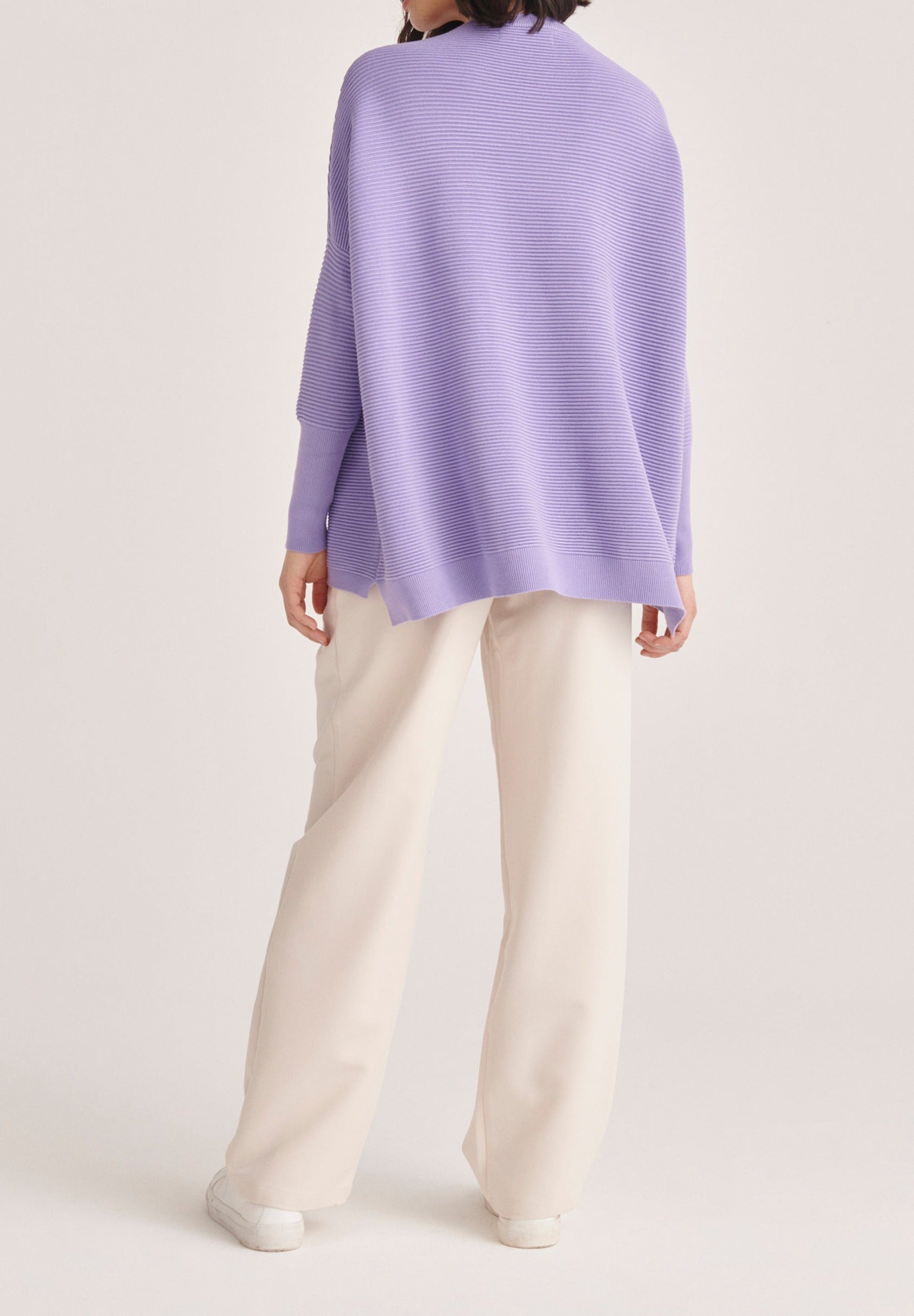 Paisie Oversized Ribbed Knit Jumper in Lilac