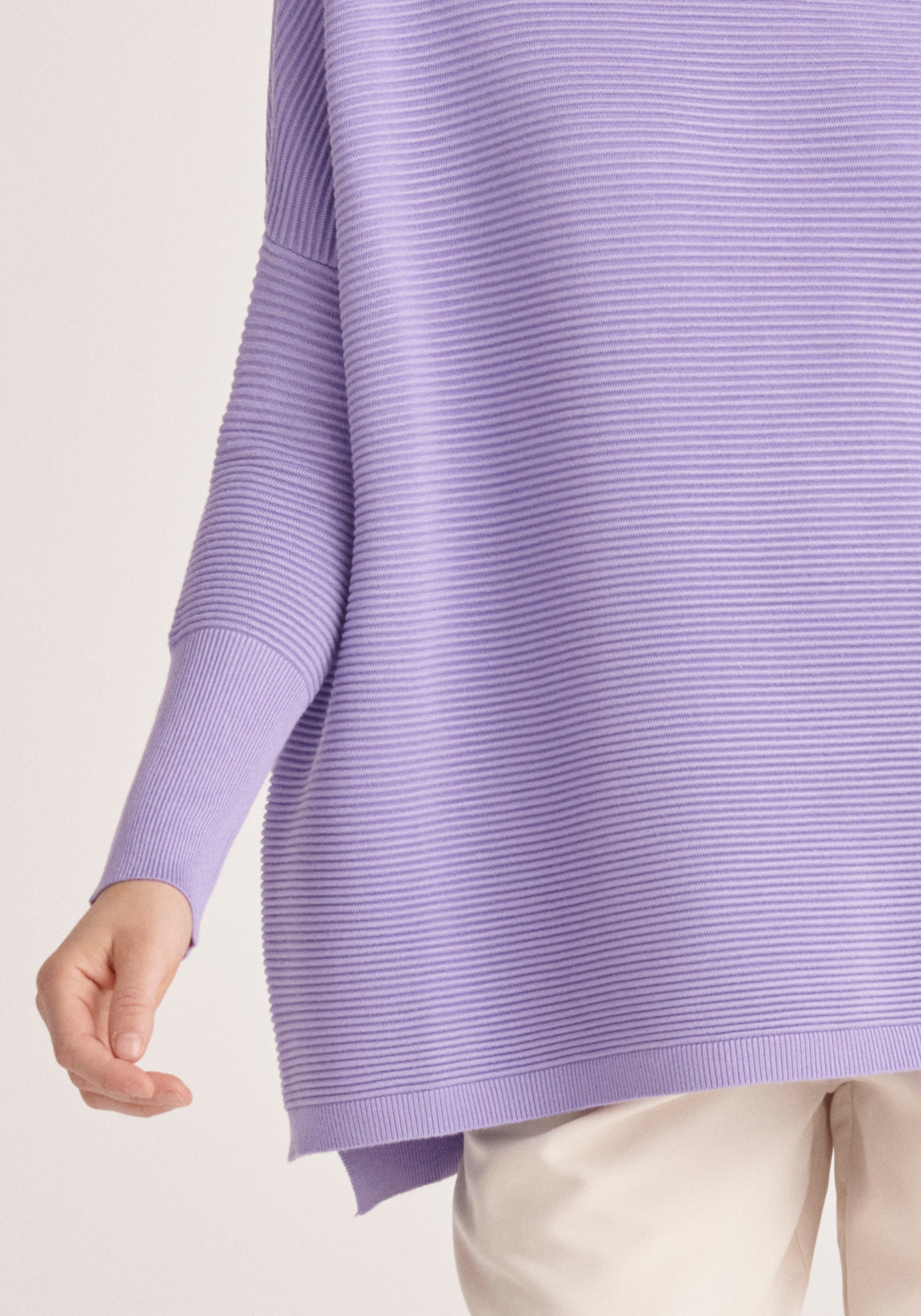 Paisie Oversized Ribbed Knit Jumper in Lilac Close Up