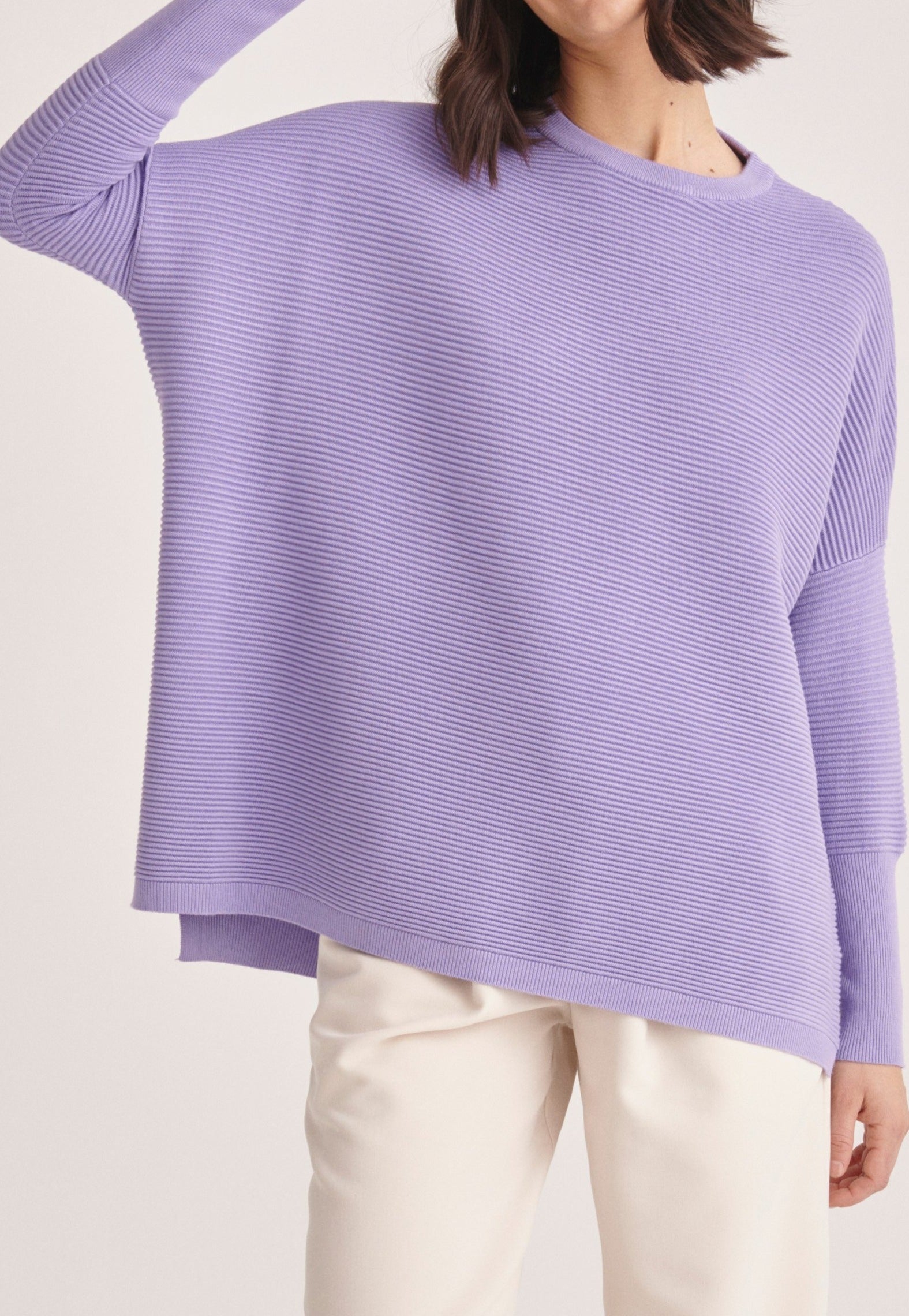 Paisie Oversized Ribbed Knit Jumper in Lilac