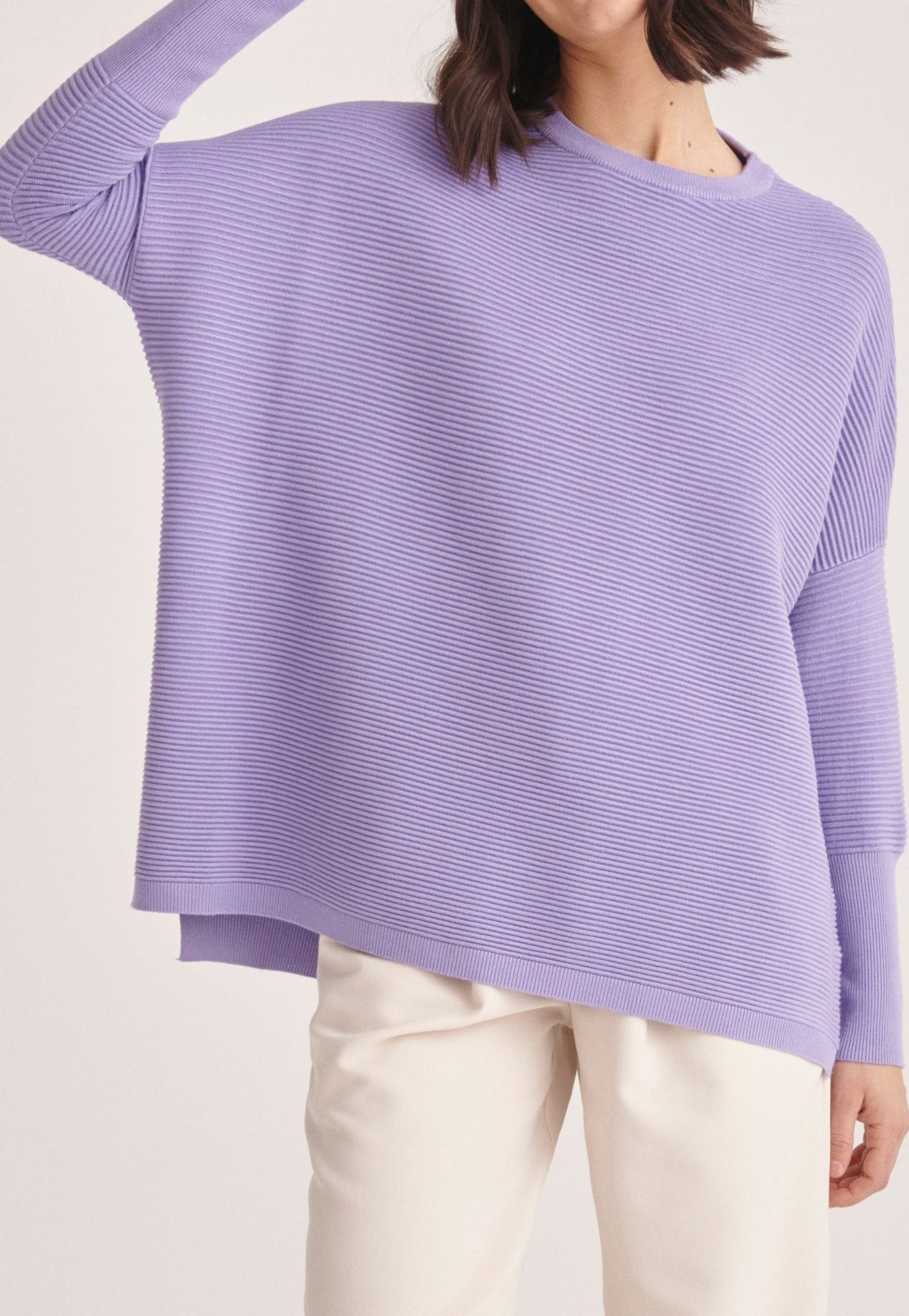 Paisie Oversized Ribbed Knit Jumper in Lilac | Knitwear | Paisie