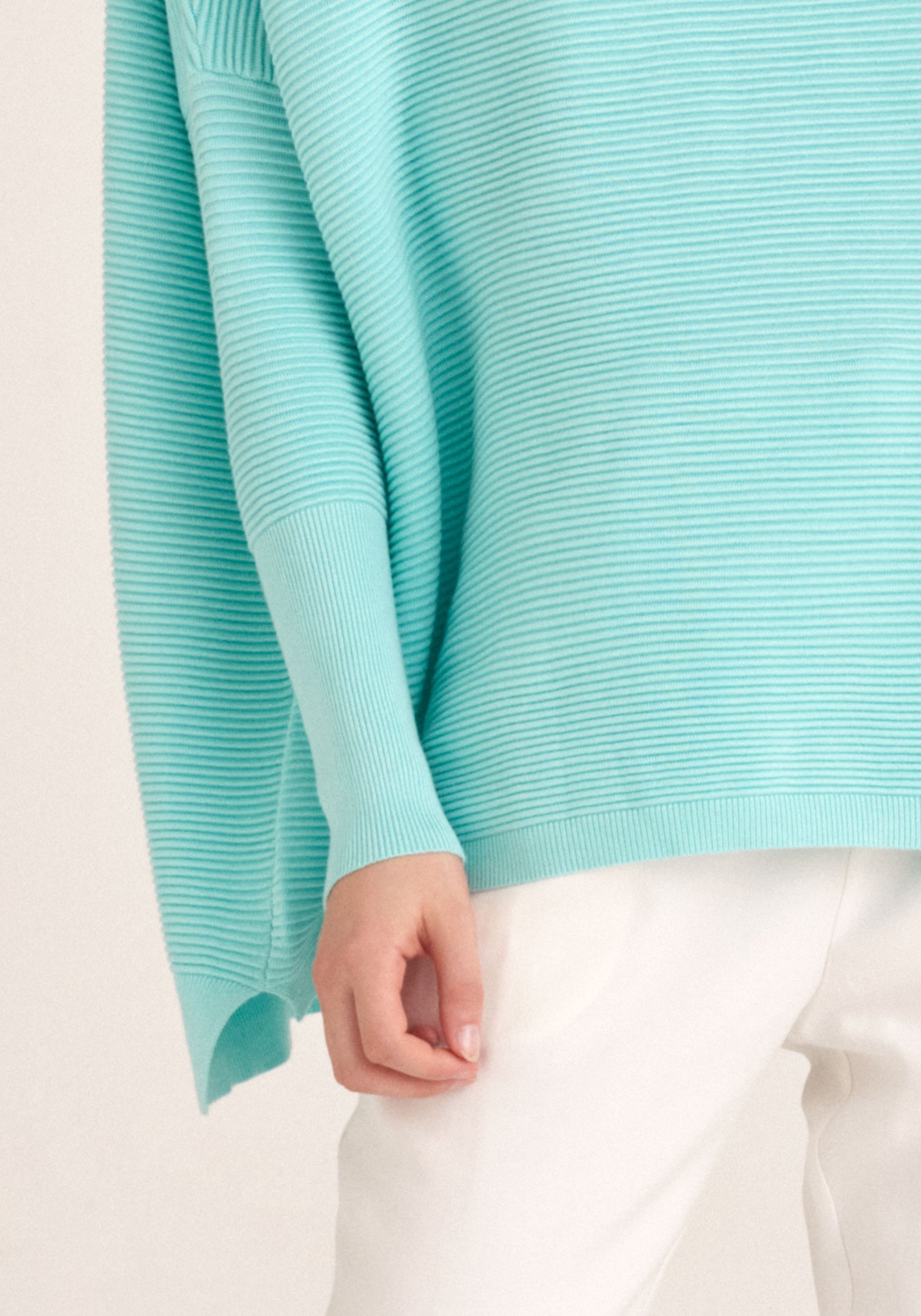 Paisie Ribbed Oversized Knit Jumper in Mint Green Close Up