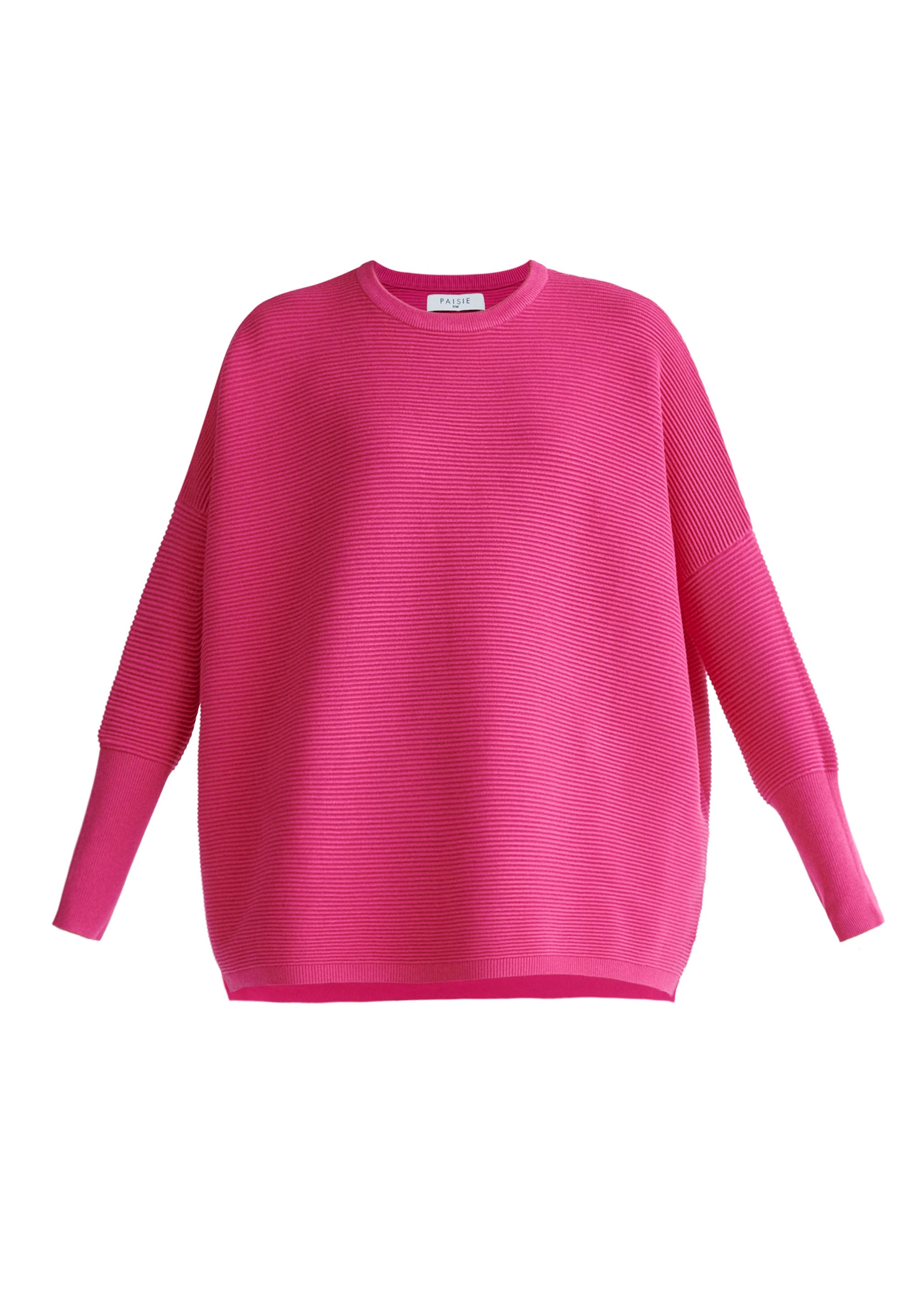 Paisie Ribbed Oversized Knit Jumper in Hot Pink