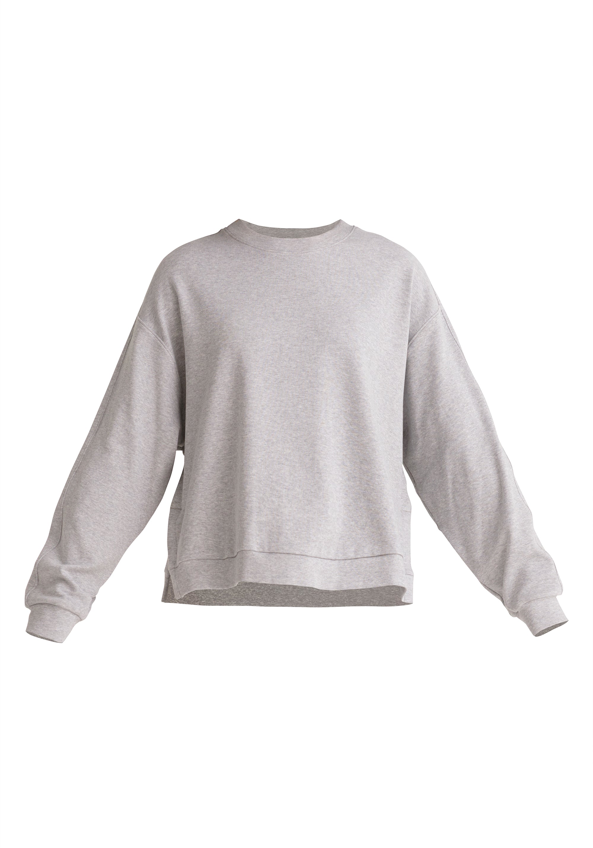 Paisie Crew Neck Cotton Sweatshirt in Grey Cut Out