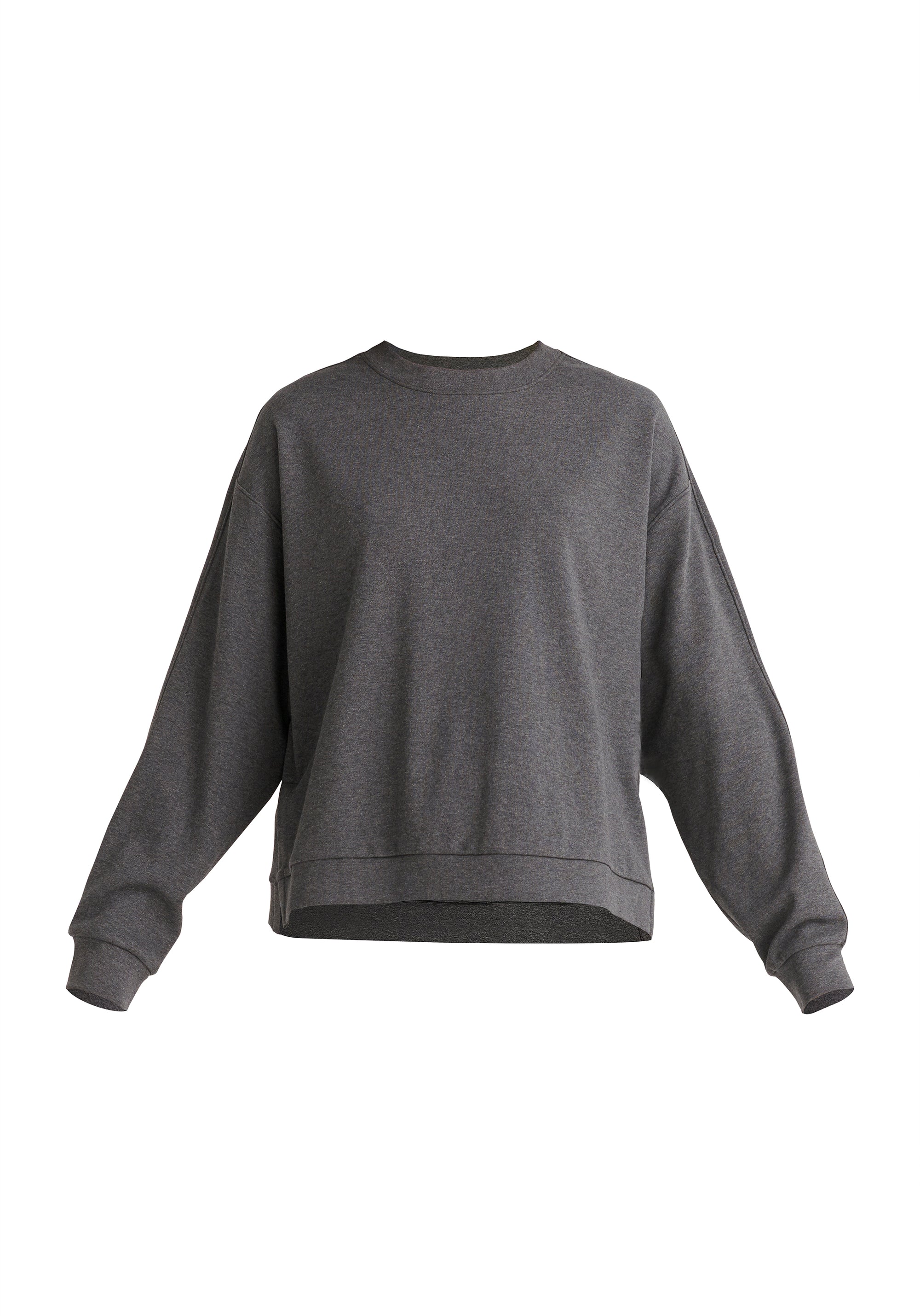 Paisie Crew Neck Cotton Sweatshirt in Grey Cut Out