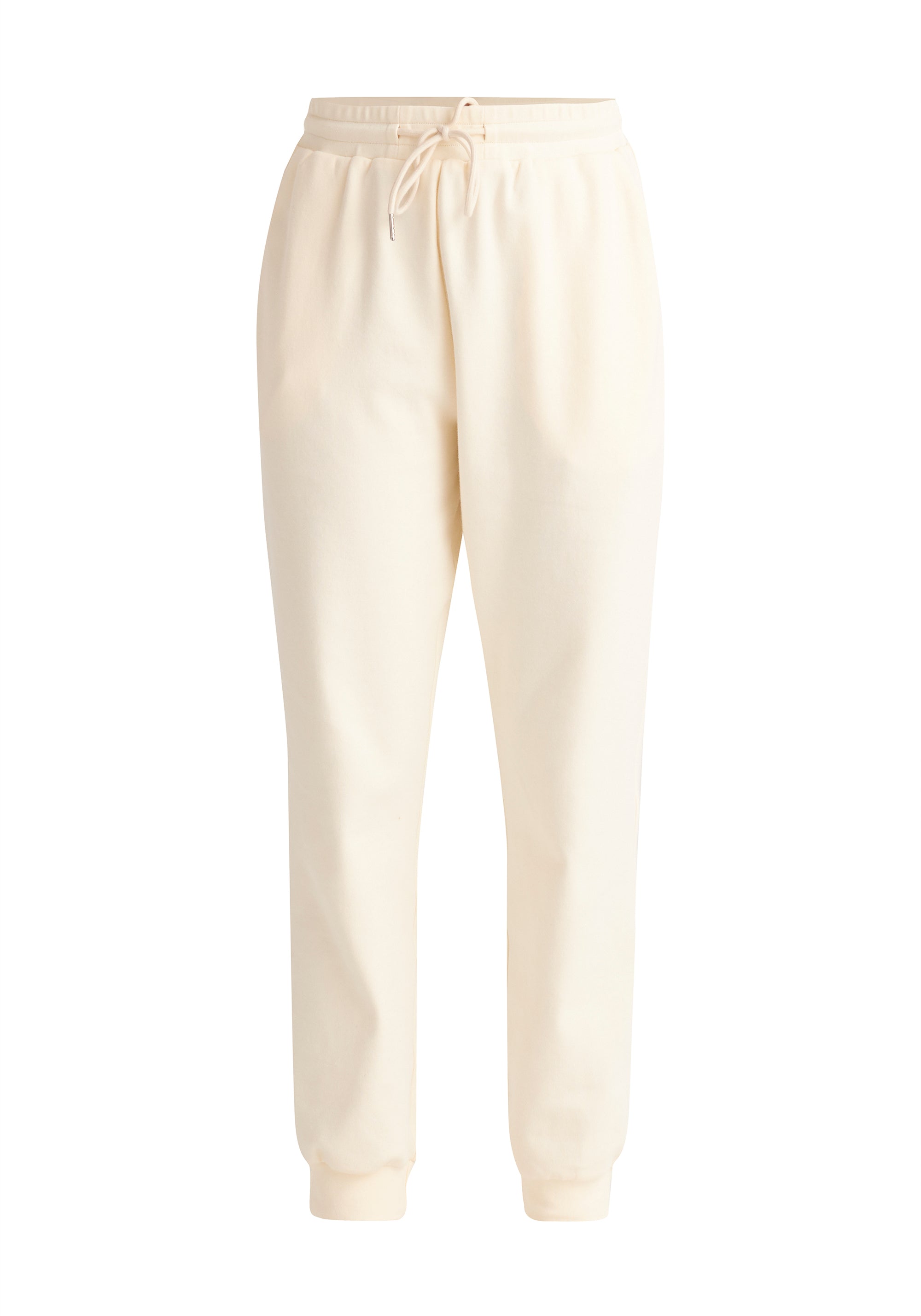 Paisie High Rise Cotton Joggers in Cream Cut Out