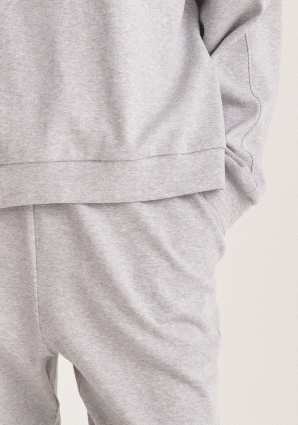 Paisie High Rise Cotton Joggers in Grey Close Up