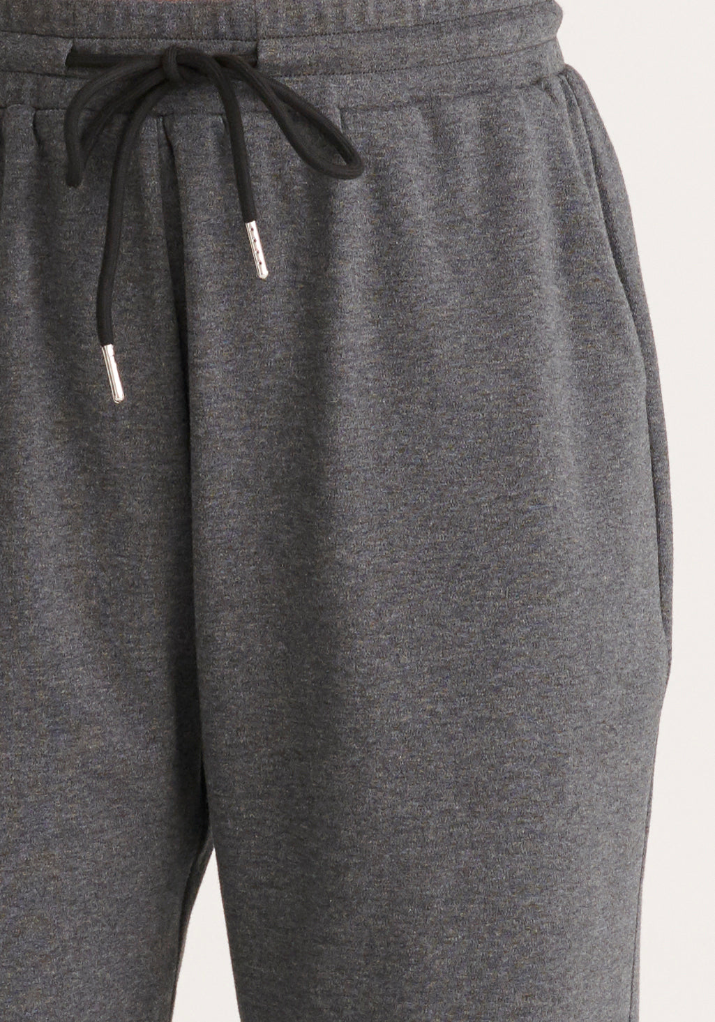 Paisie High Rise Cotton Joggers in Dark Grey Close Up