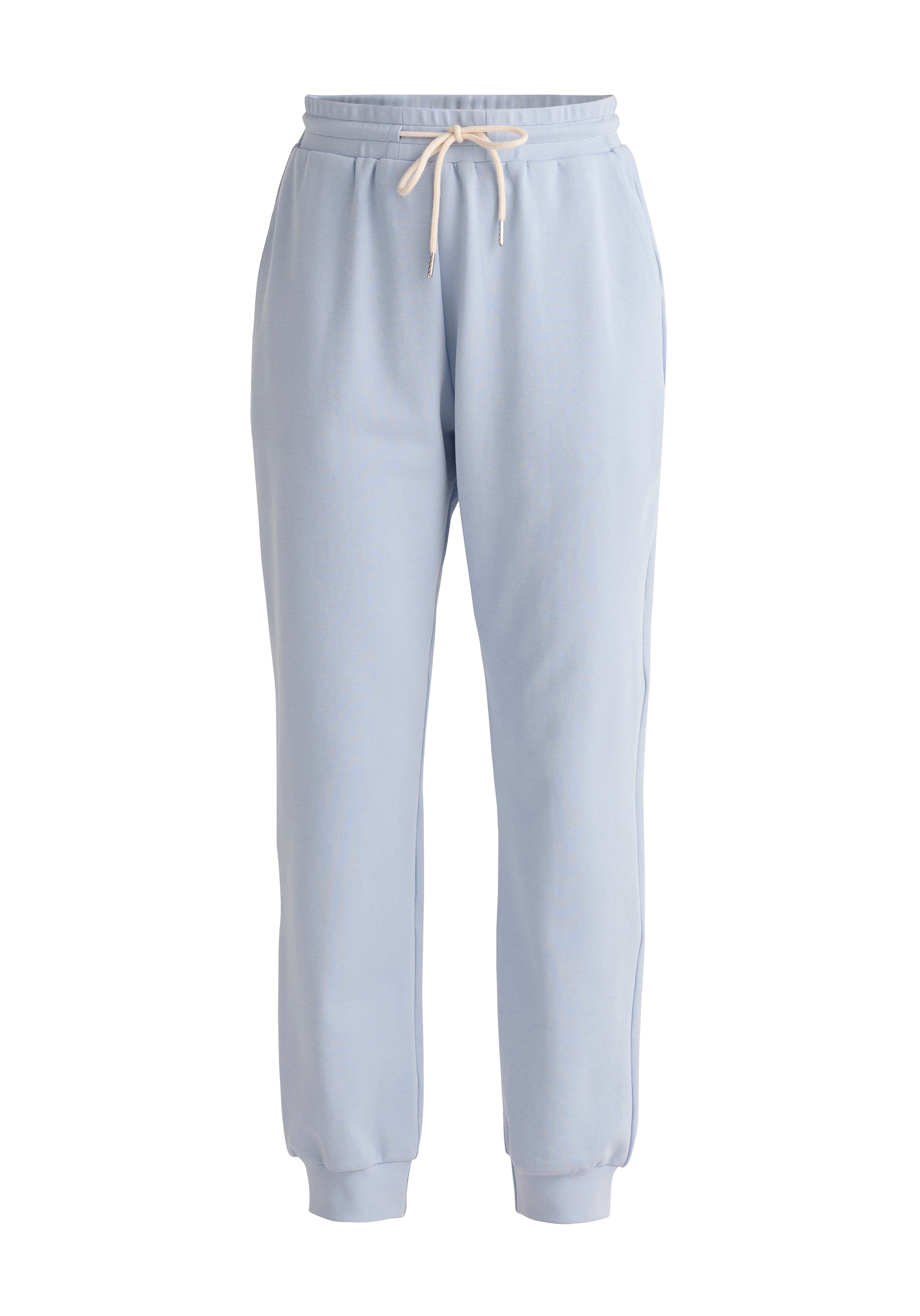 Paisie High Rise Cotton Joggers in Blue Cut Out