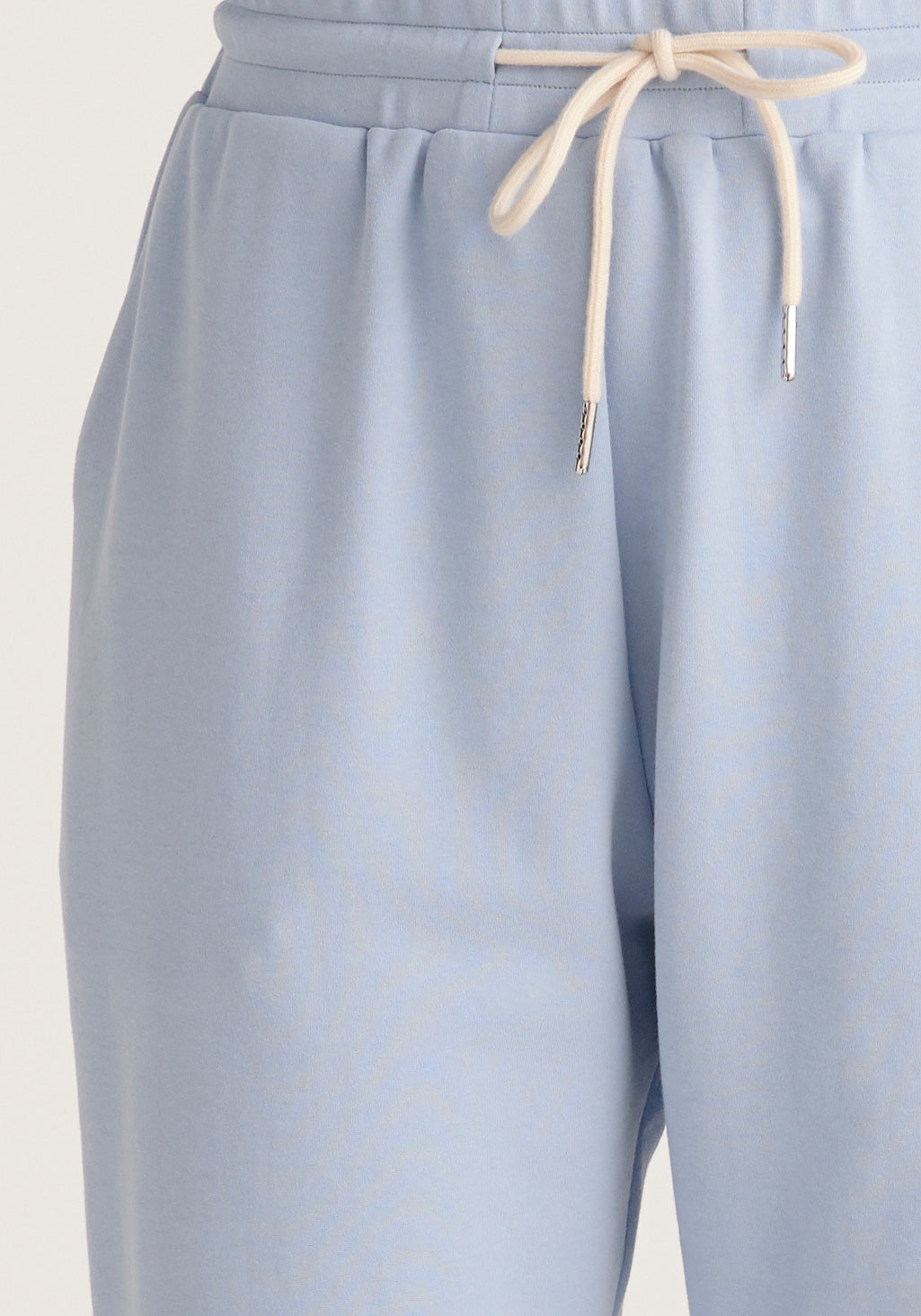 Paisie High Rise Cotton Joggers in Blue Close Up