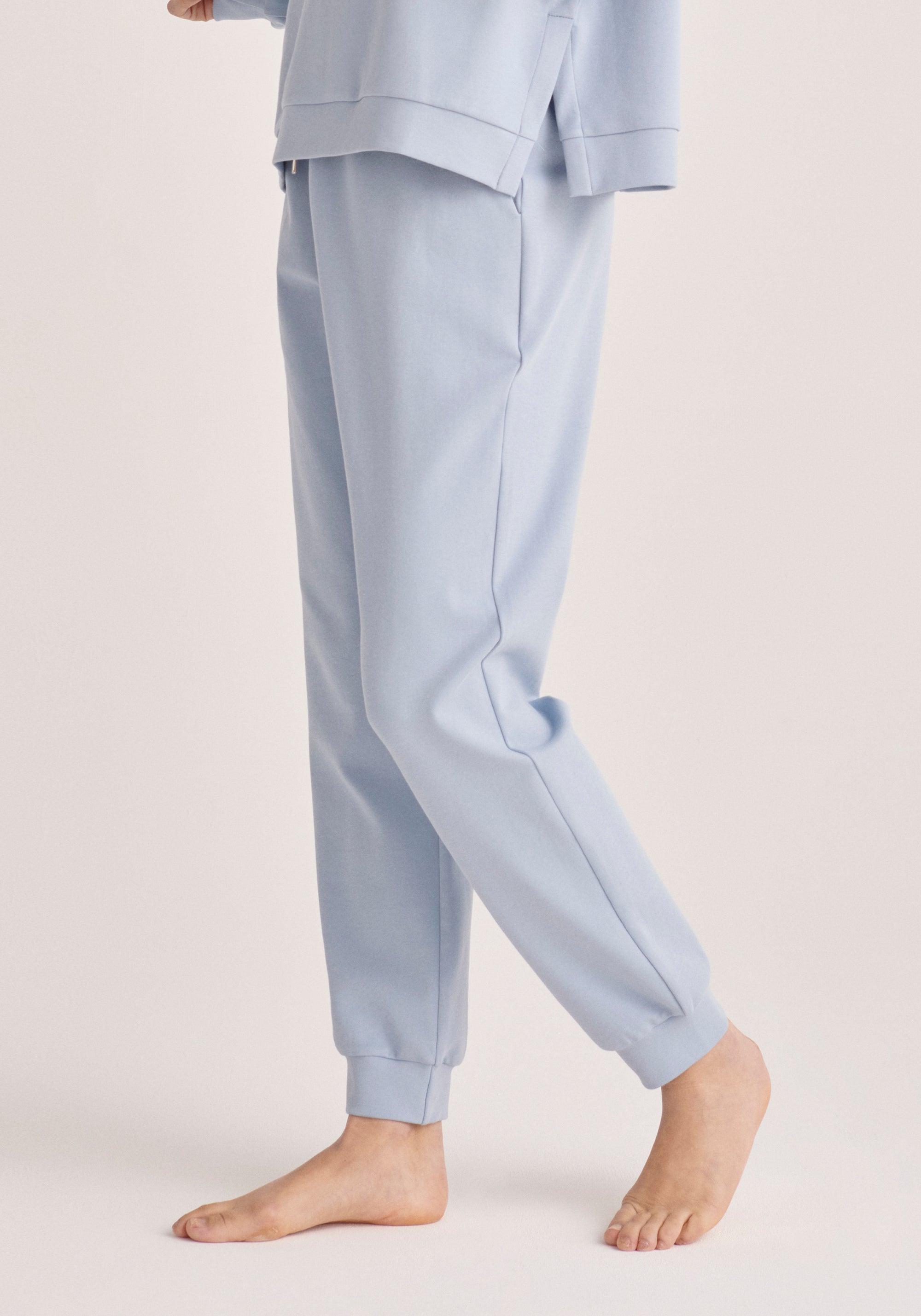 Paisie High Rise Cotton Joggers in Blue