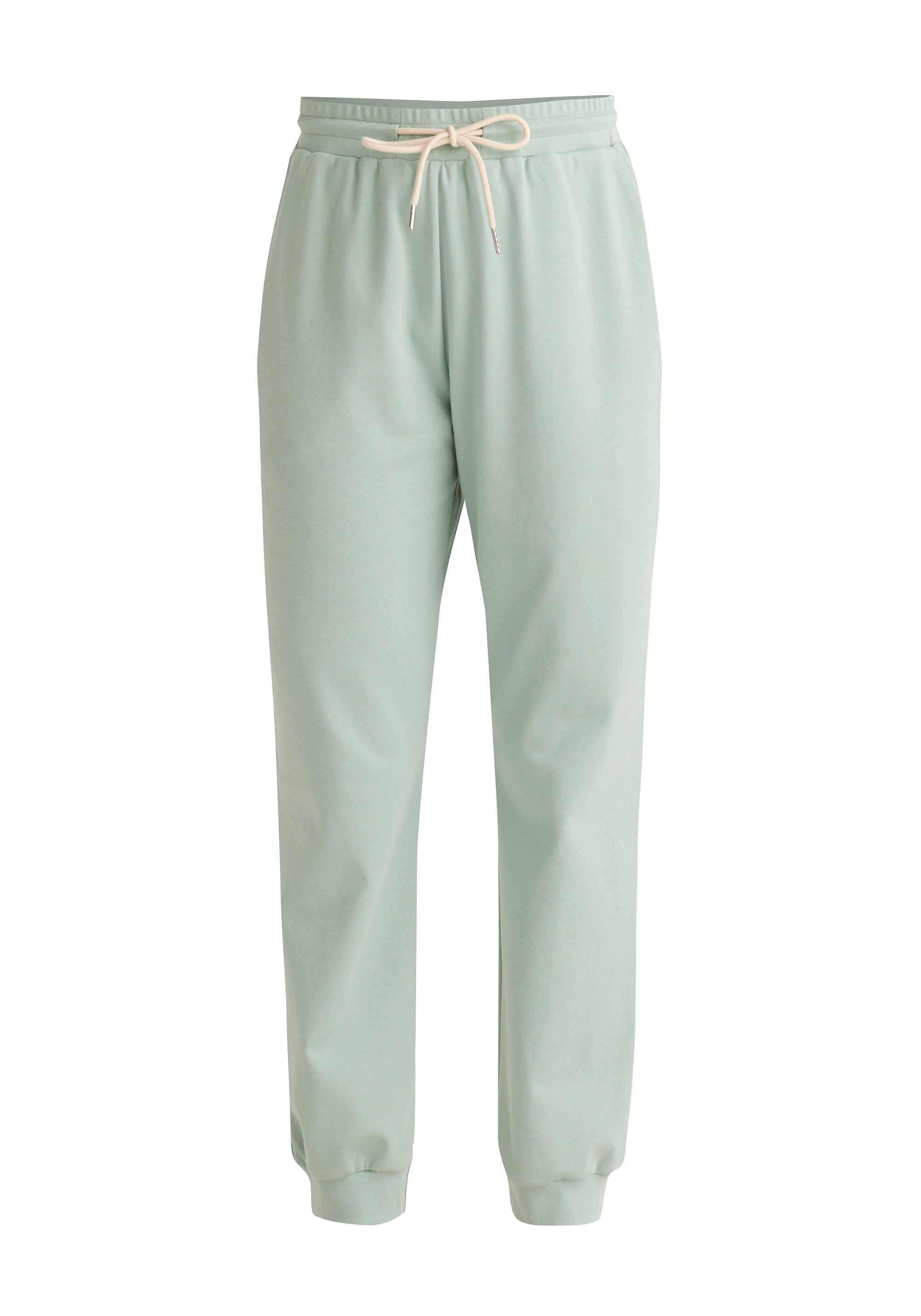 Paisie High Rise Cotton Joggers in Green Cut Out