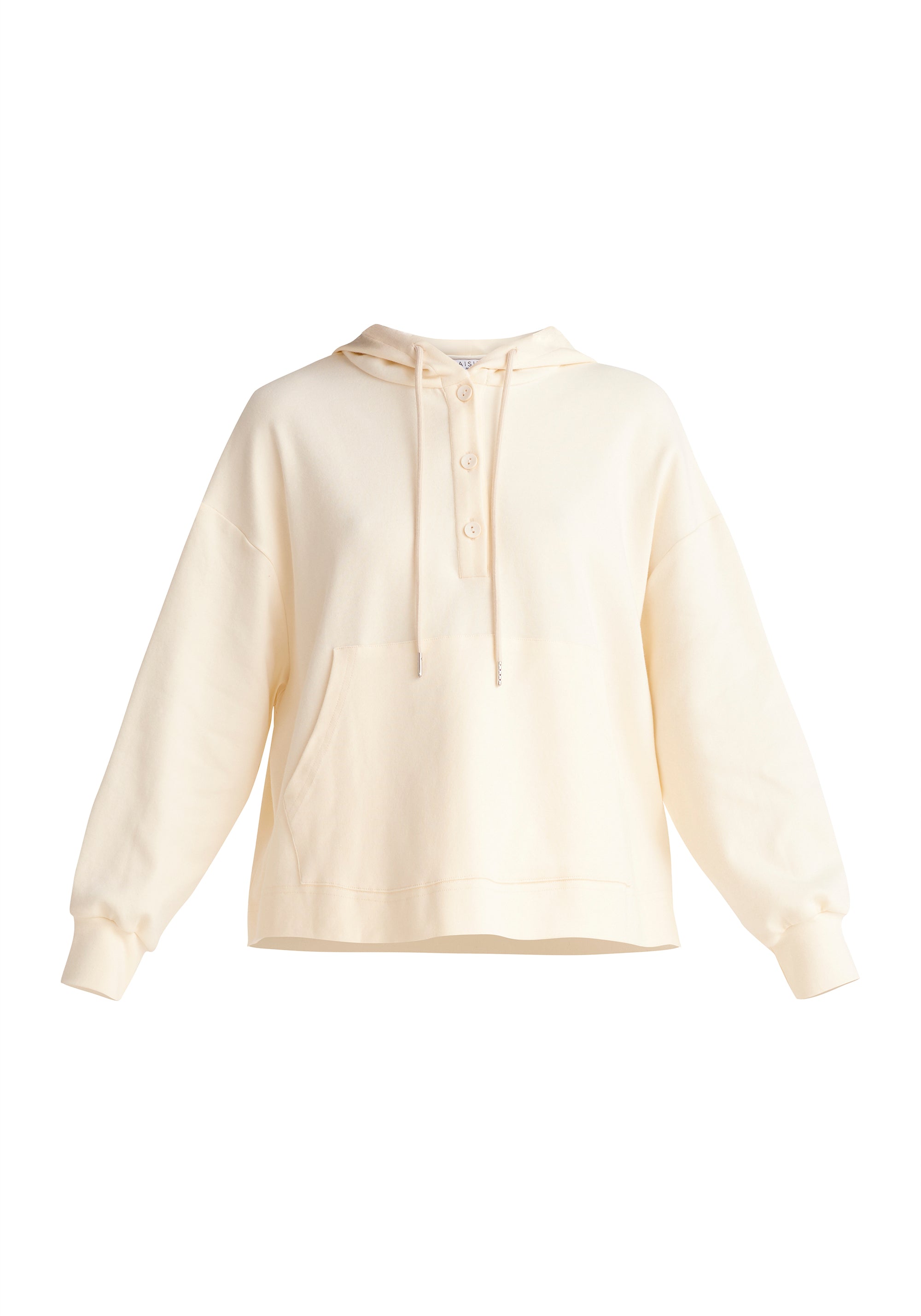 Paisie Button Hoodie with Drawstrings in Cream Cut Out