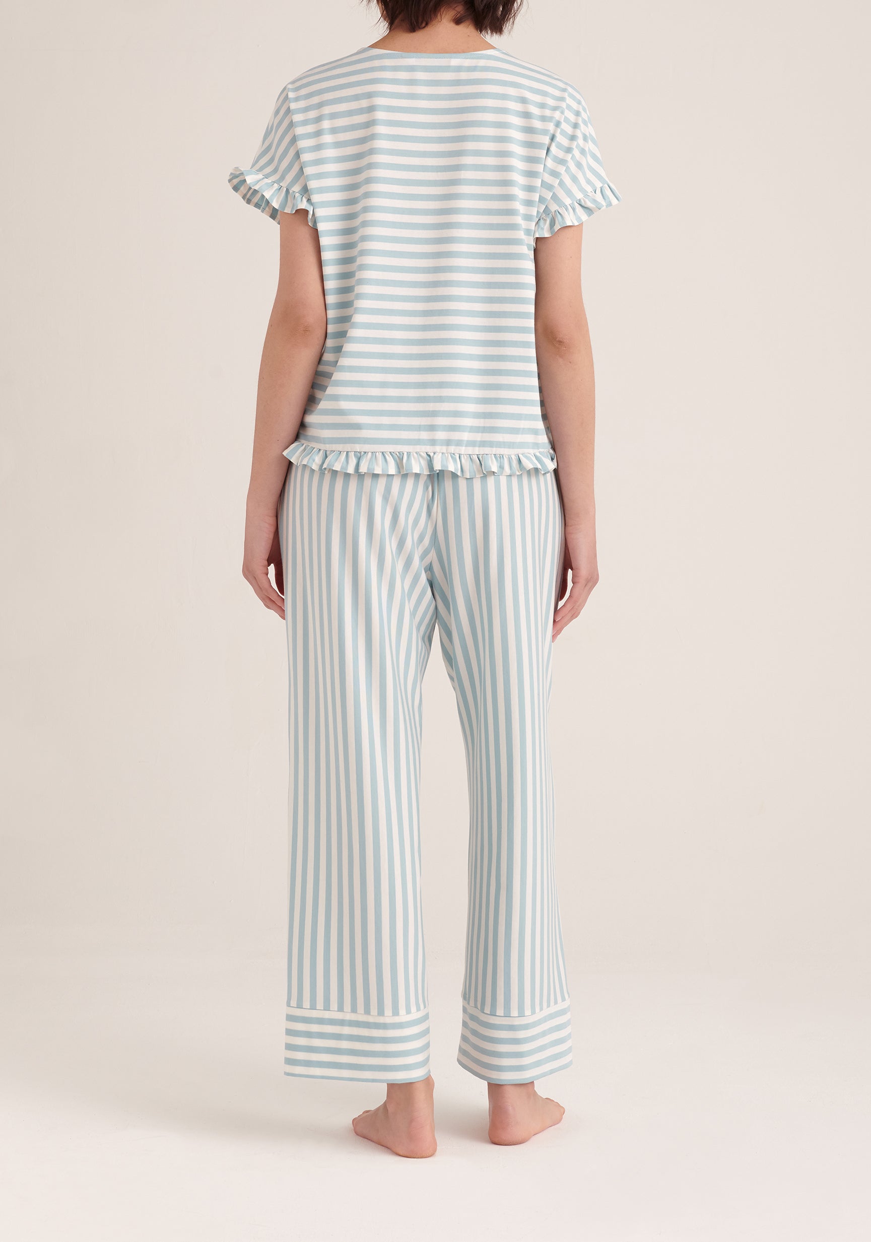 Paisie Striped Pyjama Bottoms in Blue and White