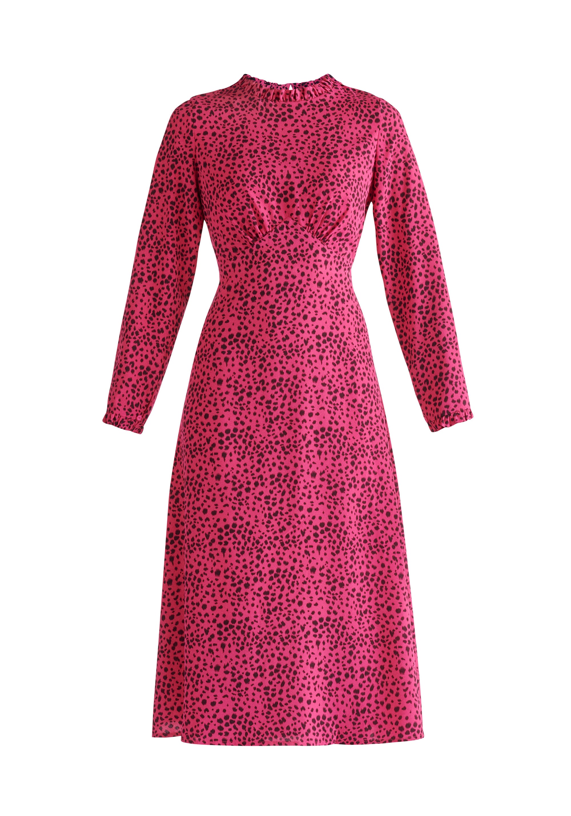 Paisie Midi Dalmatian Print Dress in Hot Pink Cut Out