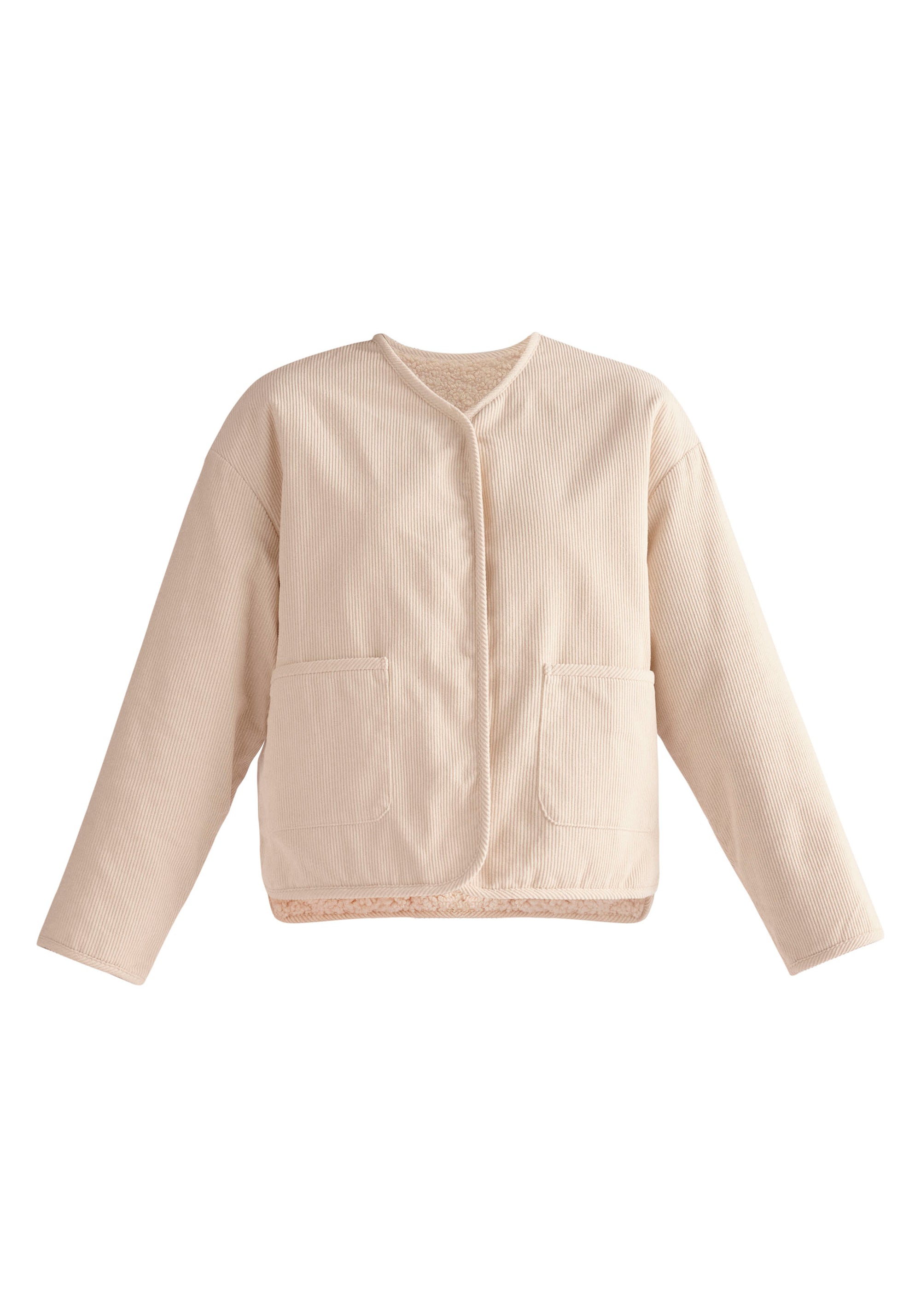 Paisie Reversible Corduroy and Fleece Jacket in Cream Cut Out