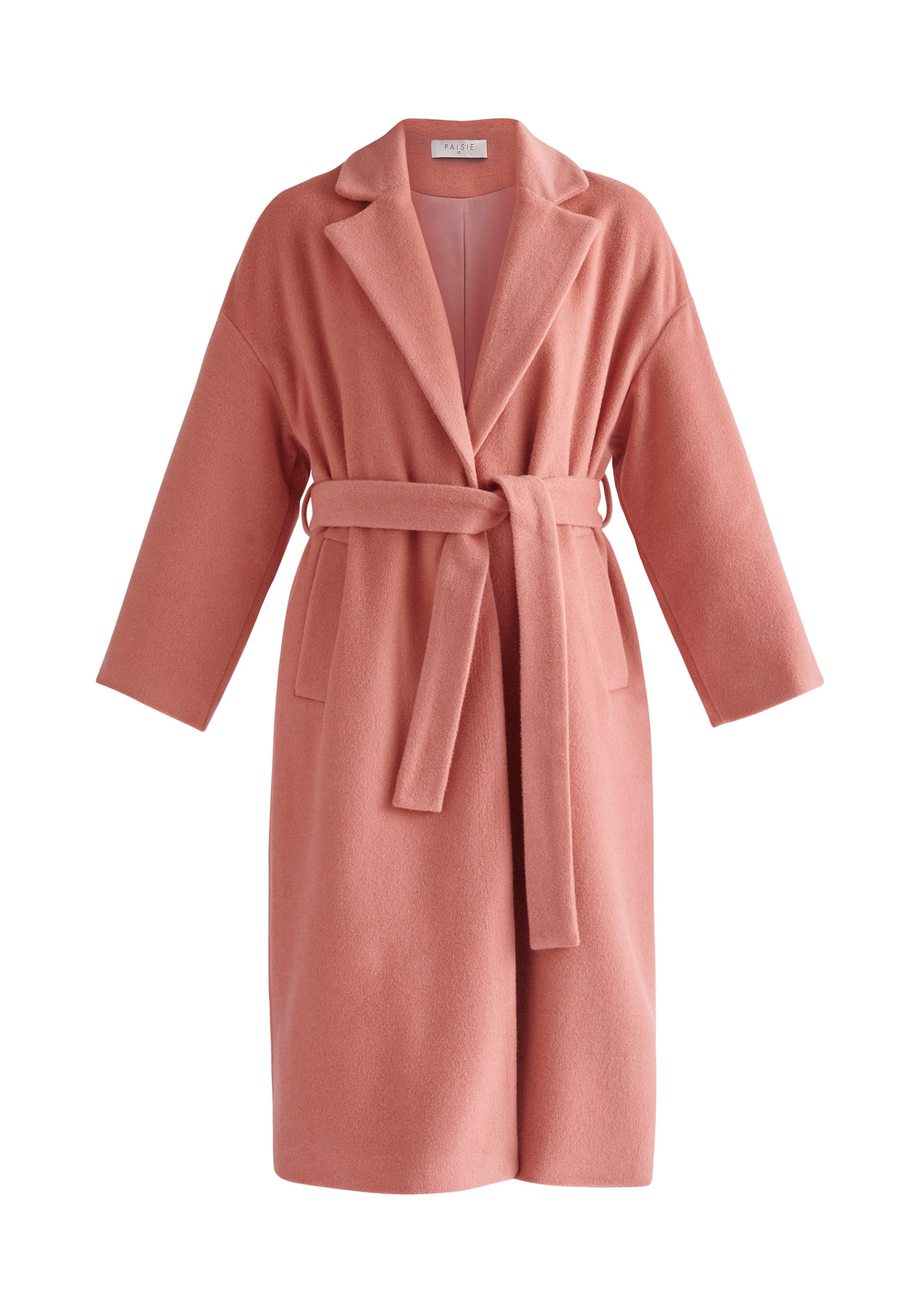 Paisie Belted Wool Blend Coat in Pink Cut Out