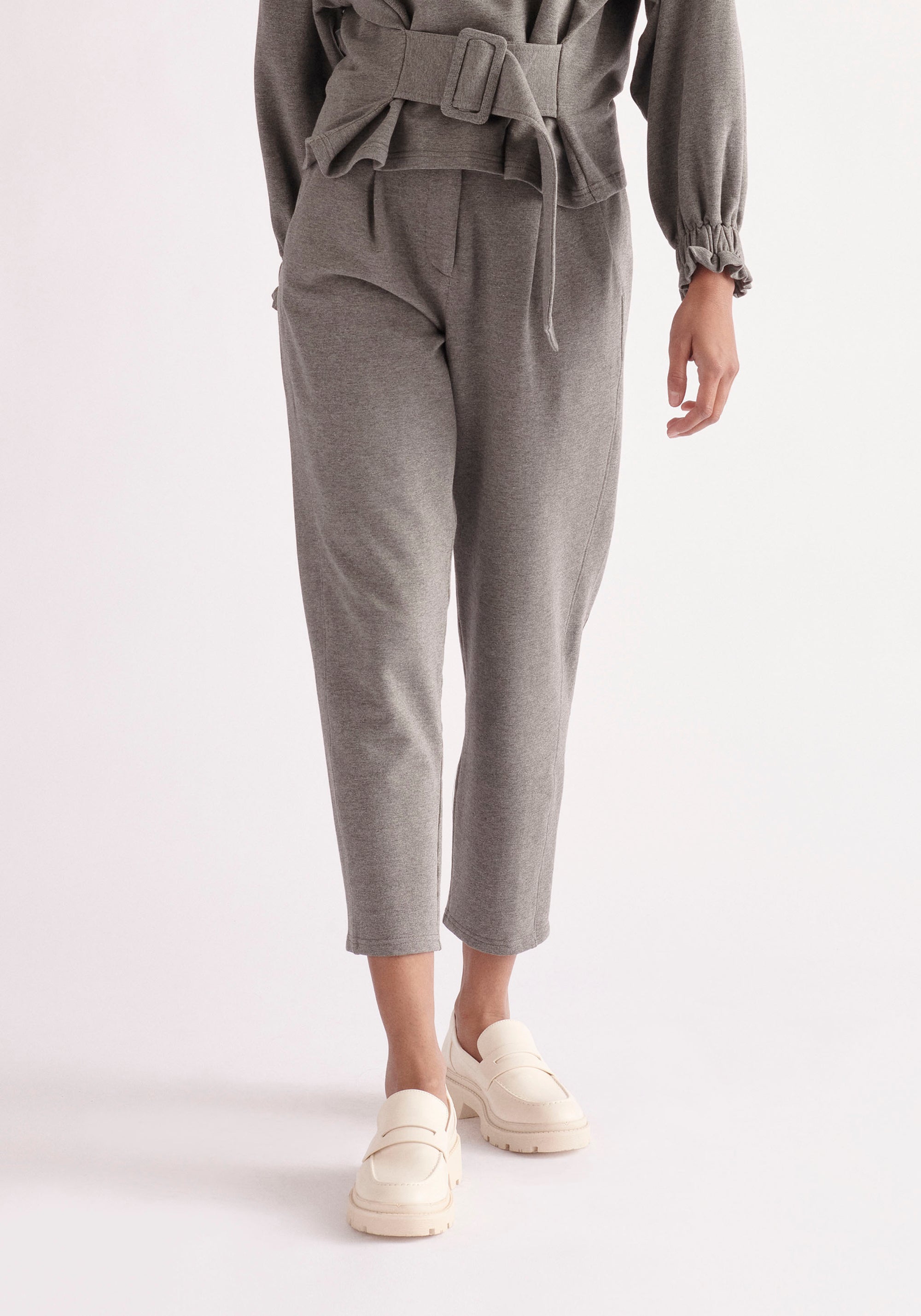 Paisie Elasticated Waist Jersey Trousers in Dark Grey