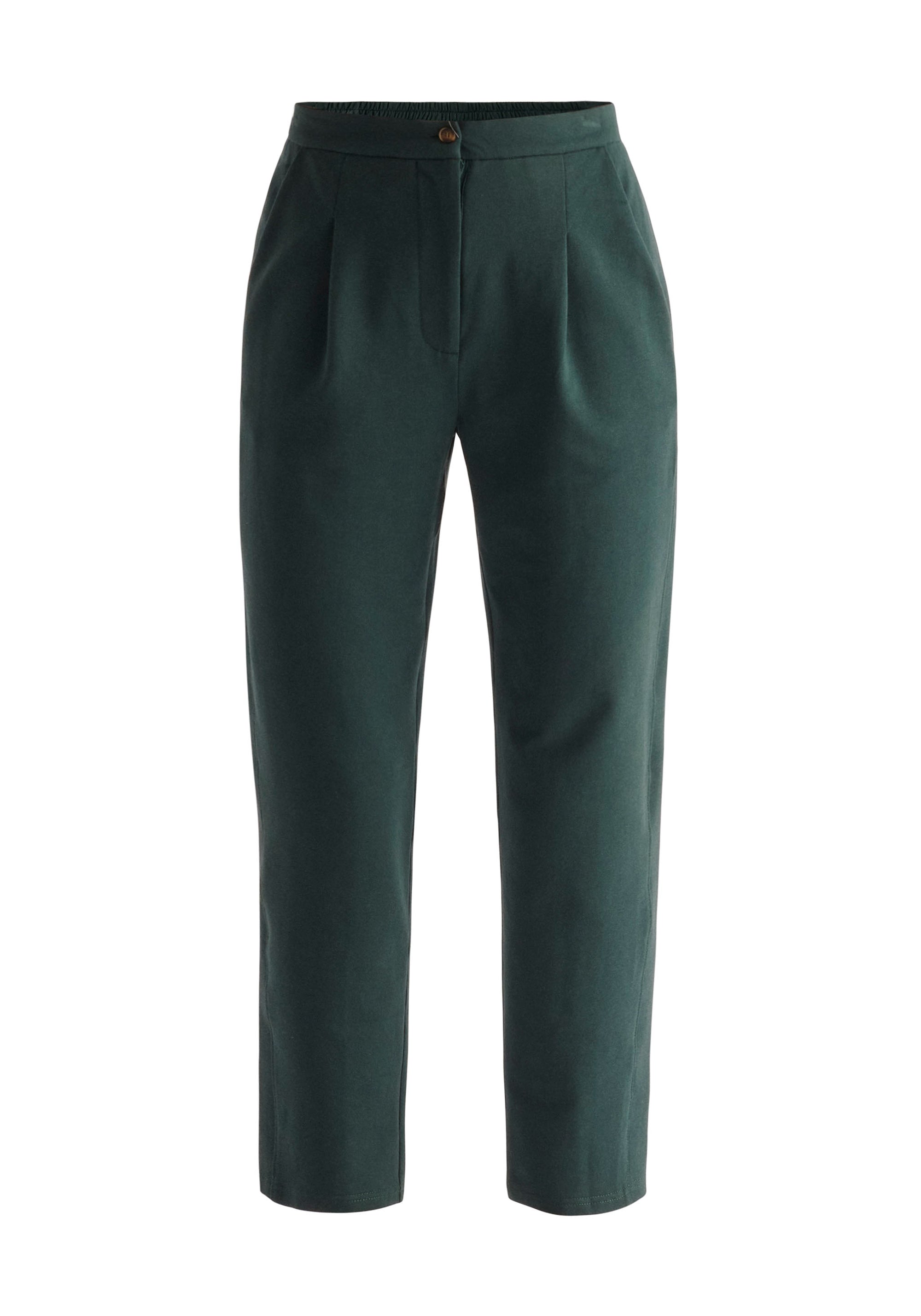 Paisie Elasticated Waist Jersey Trousers in Dark Green Cut Out