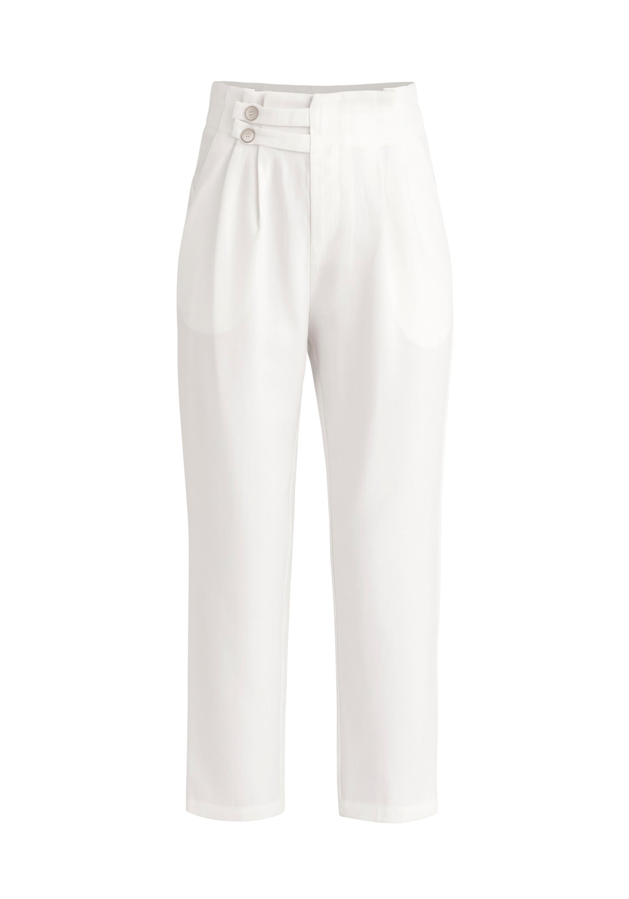 Paisie Cropped Paperbag Waist Trousers in White Cut Out