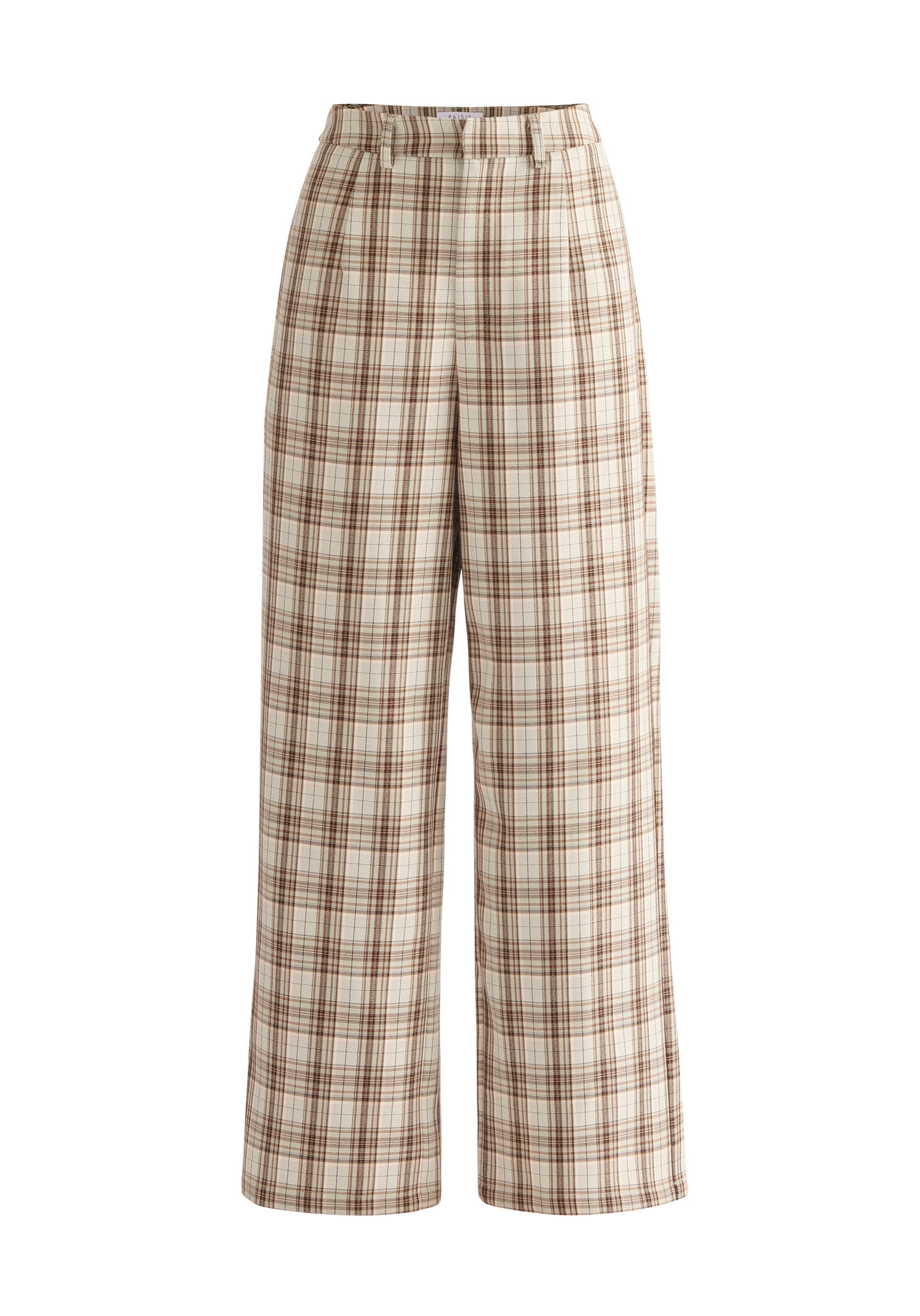 Paisie Plaid Suit Trousers in Green and Brown Tones Cut Out