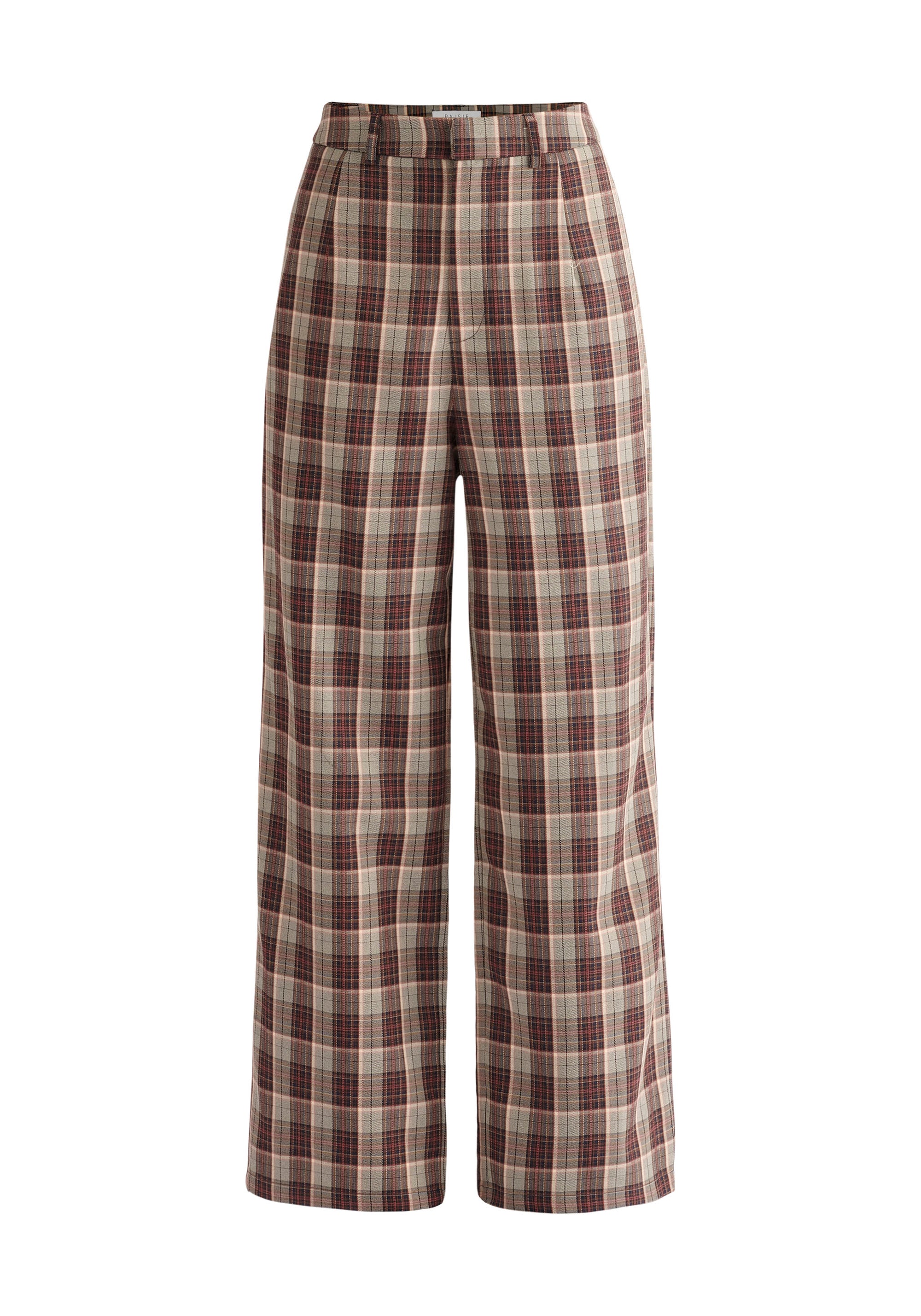 Paisie Plaid Suit Trousers in Green, Brown and Pink Tones Cut Out