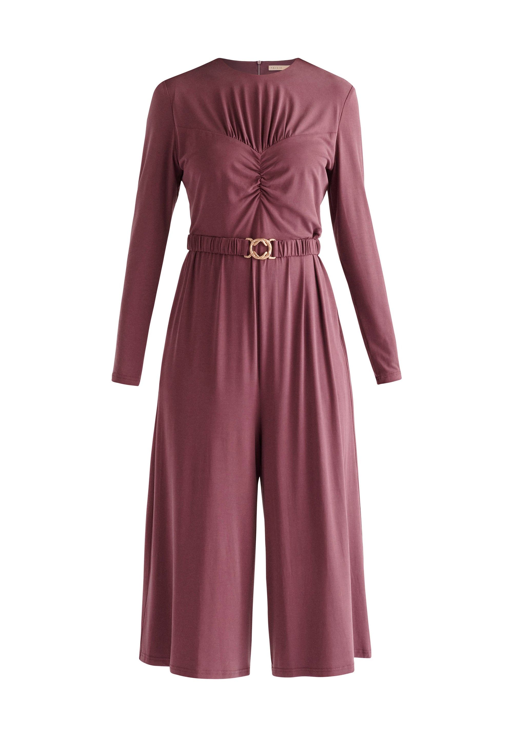 Paisie Ruched Modal Jumpsuit in Purple Cut Out